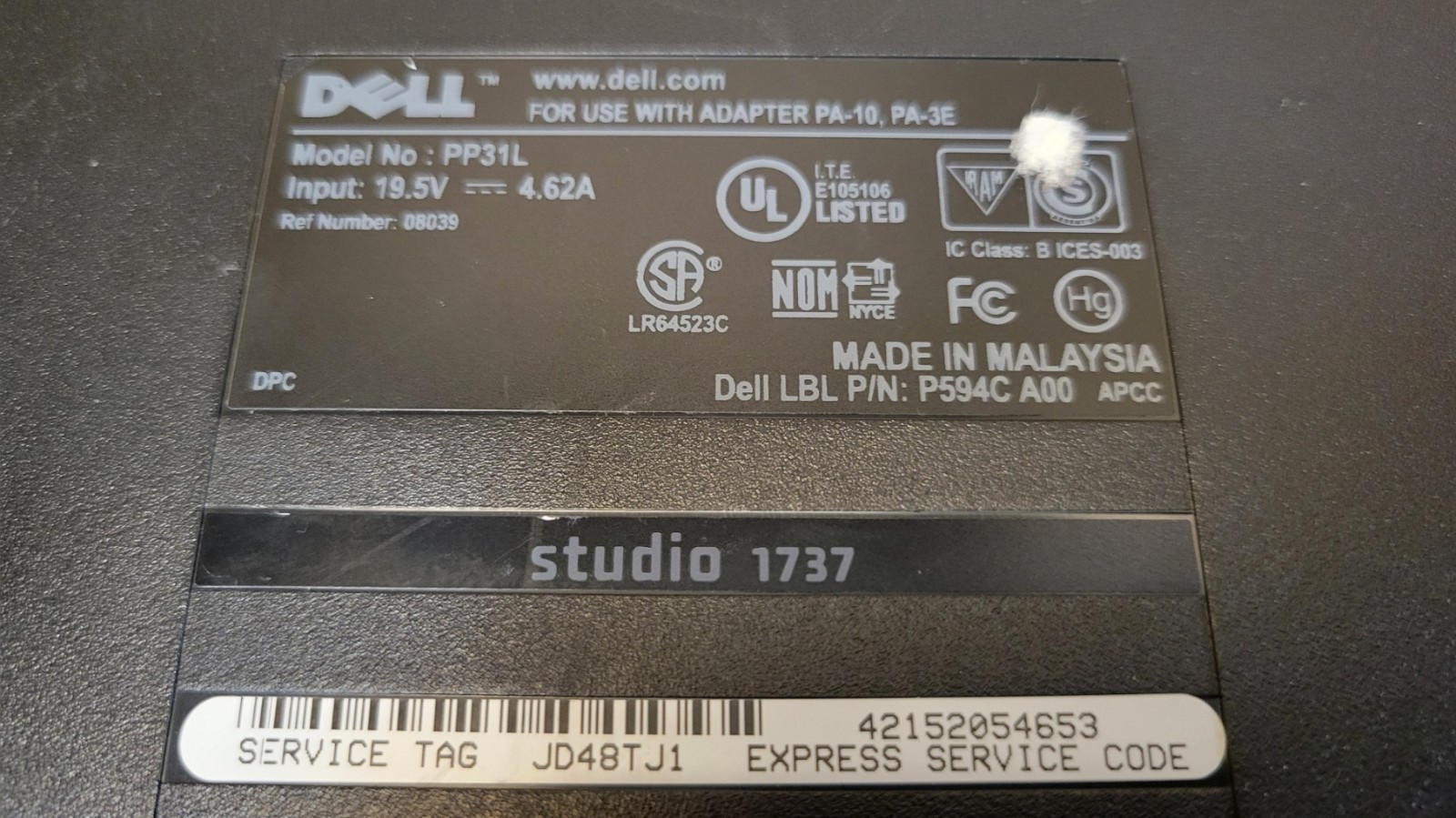 Dell Studio 1737 Laptop | Intel Pentium T4200 2GHz | 4GB Ram | 240GB HDD Win 10