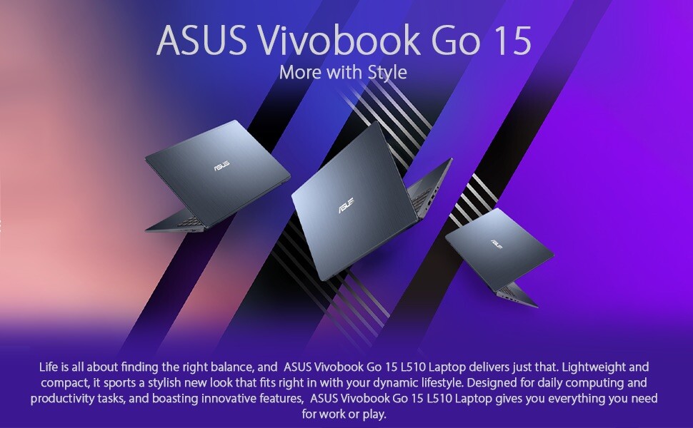 ASUS 15.6” Vivobook Go Laptop, Intel Celeron N4500, 4GB RAM, 128GB L510KA-ES04