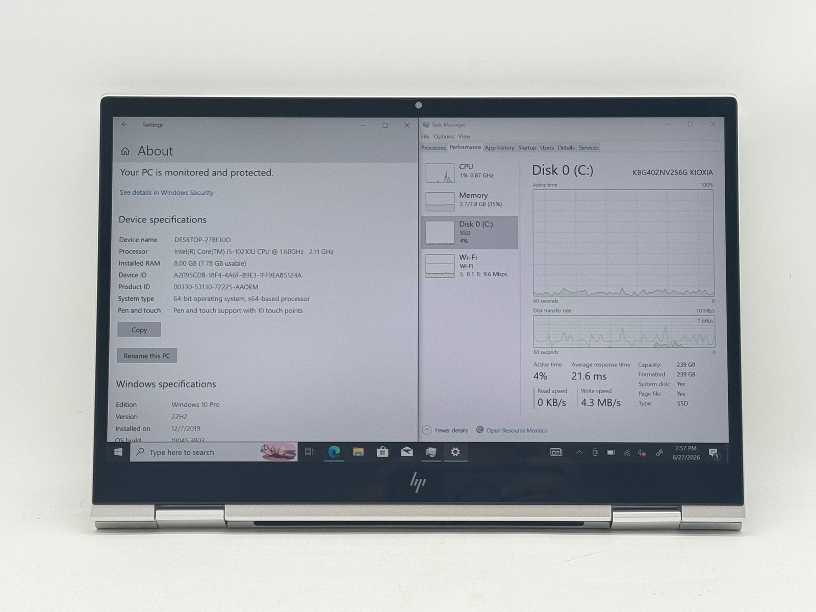 HP EliteBook x360 830 G7 13.3″ i5-10210U 8GB 256GB SSD Touch 2-in-1