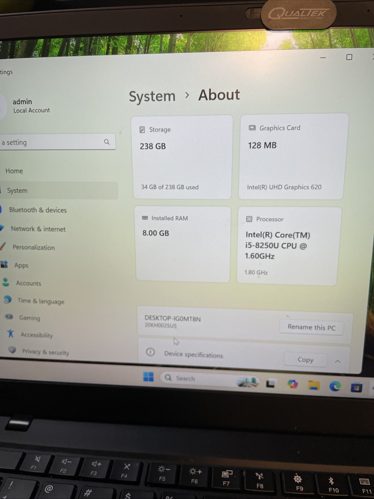 Lenovo ThinkPad X1 Carbon 6th Gen 14″ i5-8250U 8GB DDR3 256GB SSD Windows 11