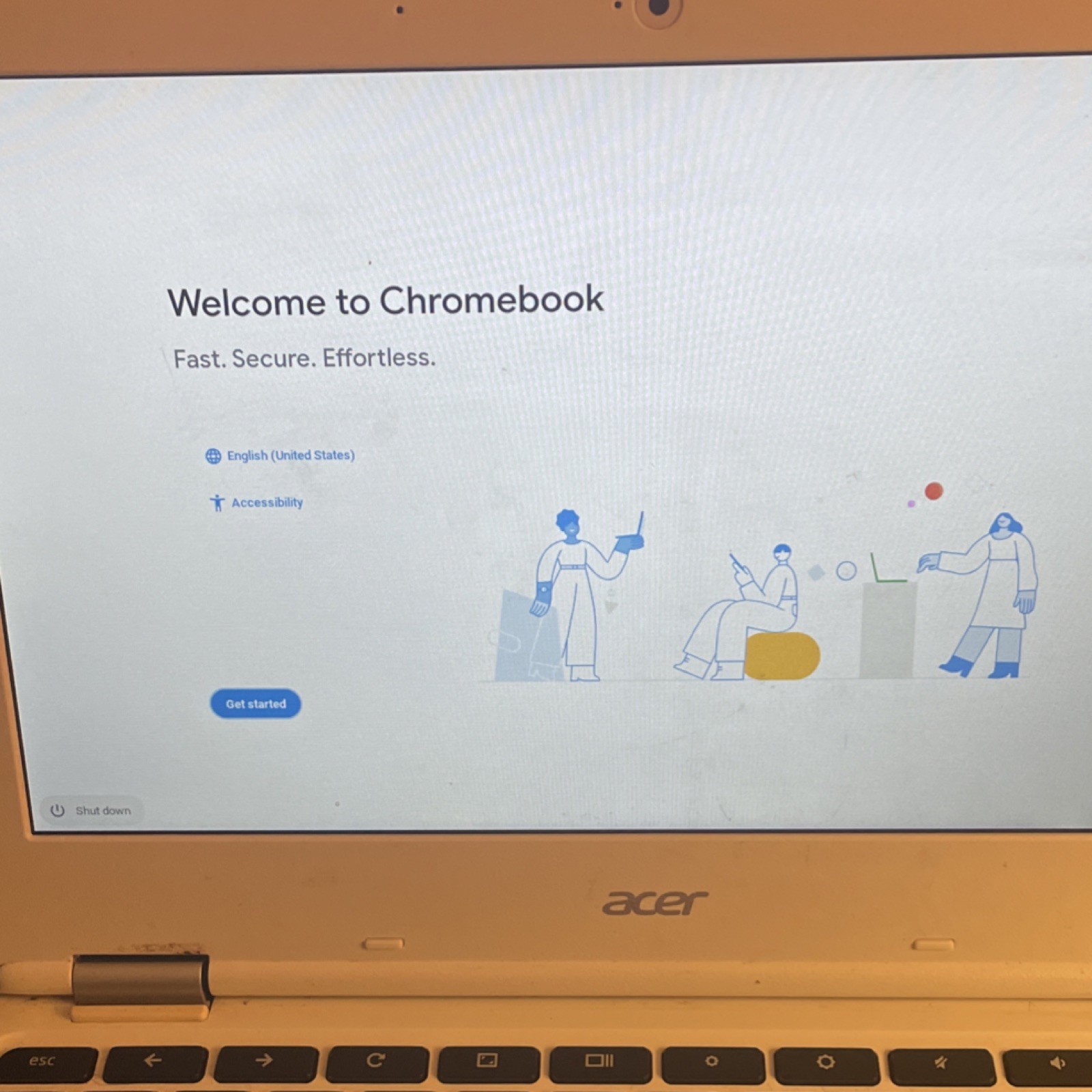 Acer Chromebook CB3-131 Tested Working – No Charger – White Laptop
