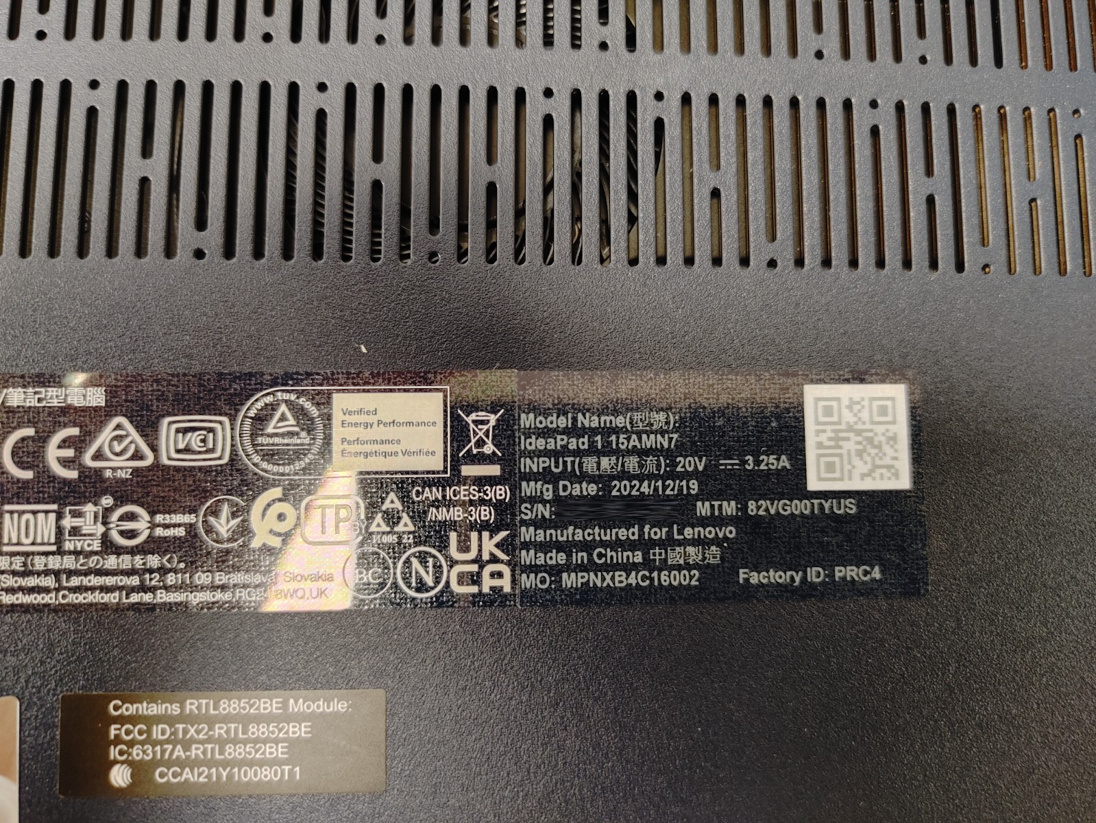 Lenovo IdeaPad 1 15AMN7 15.6″ Ryzen 5 7520U 2.8GHz 8GB DDR5 256GB SSD