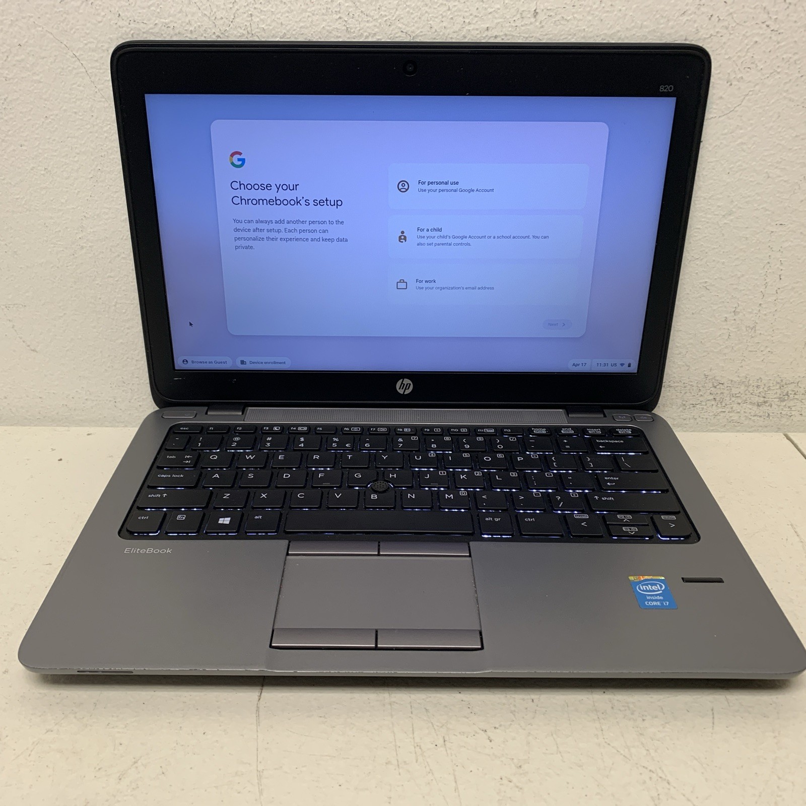 HP EliteBook 820 G1 i7-4500u CPU 1.8GHz 8GB RAM 32GB SSD Crome Flex