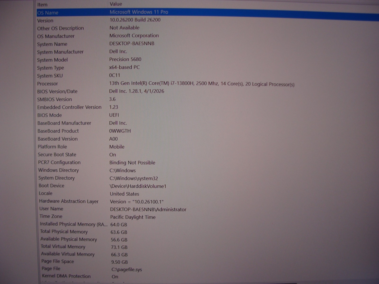Dell Precision 5680 16″FHD+ i7-13800H 2.5GHz 16GB 512GB RTX A2000 WRTY 02/2027