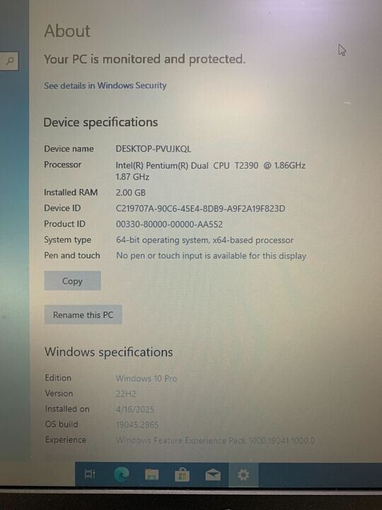 Lenovo IBM ThinkPad R61i Pentium T2390 @1.86GHz 2GB RAM 160GB SSD