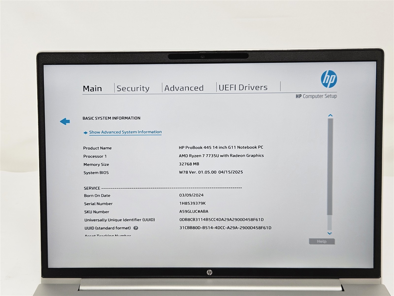 HP ProBook 445 G11 AMD Ryzen 7 7735U 32GB 512GB SSD 14″ AMD Radeon 680M