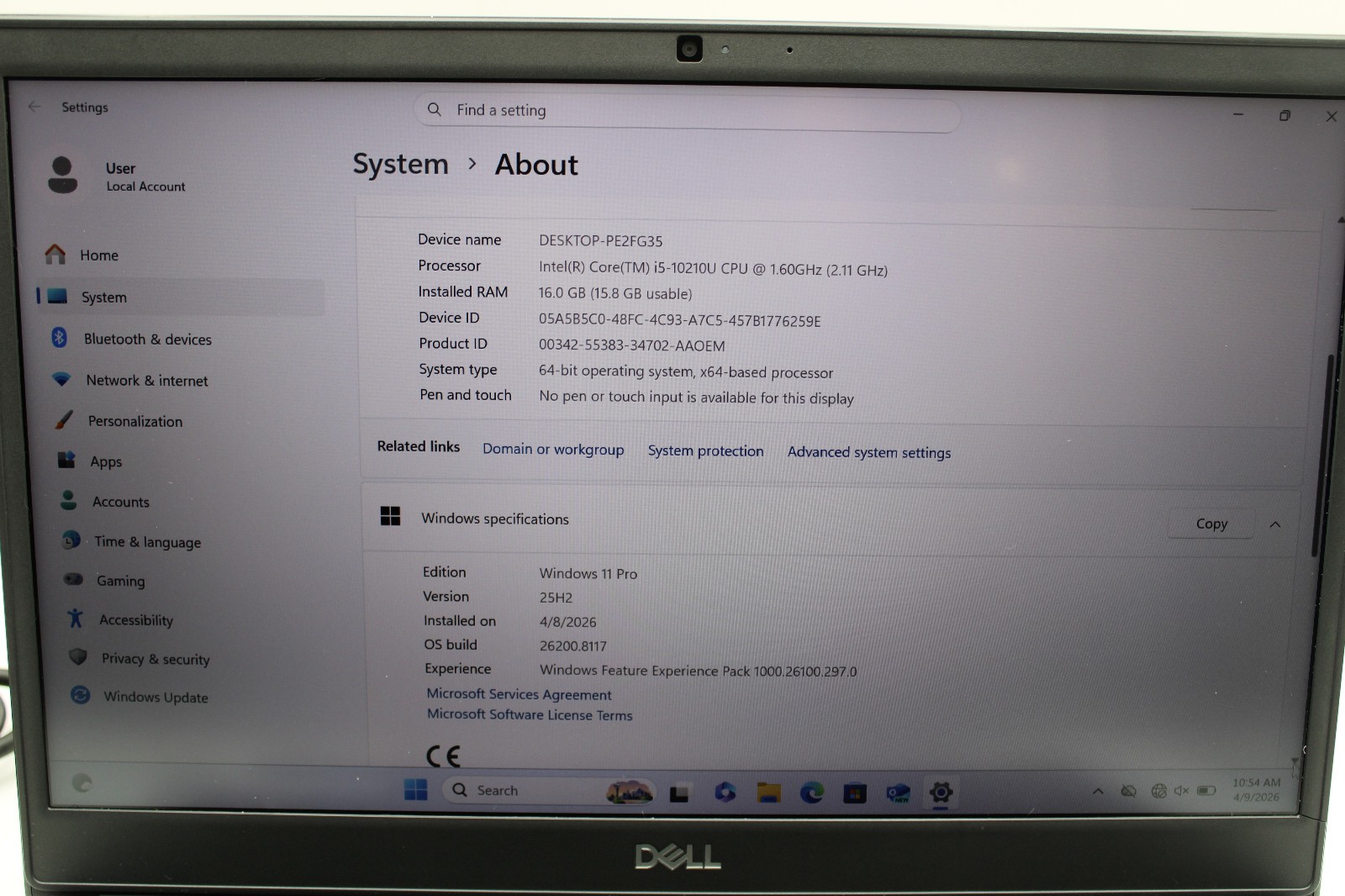 Dell Latitude 3410 _ i5-10210U @ 1.6 _ 16GB RAM _ 512GB SSD _ W11P