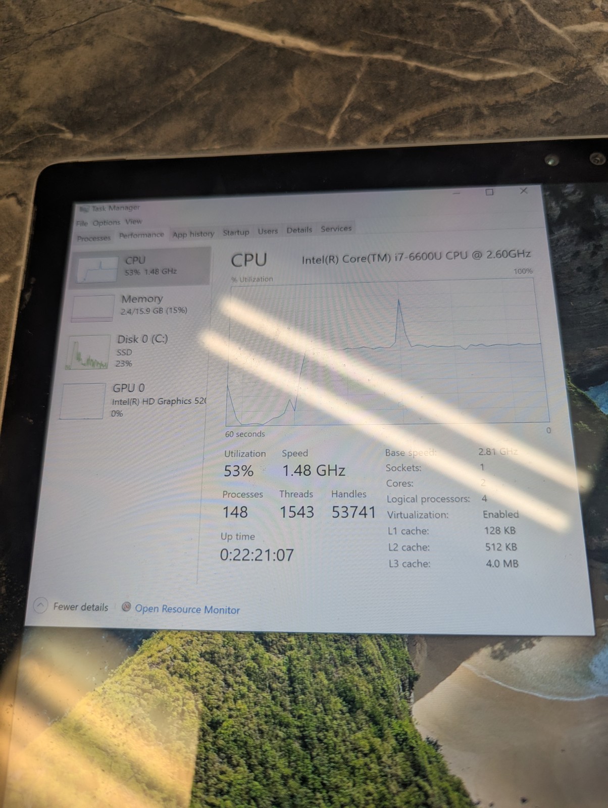 Microsoft Surface 1703 i7-6600U 16GB 512GB Win 10 NO KEYBOARD DAMAGED SHELL