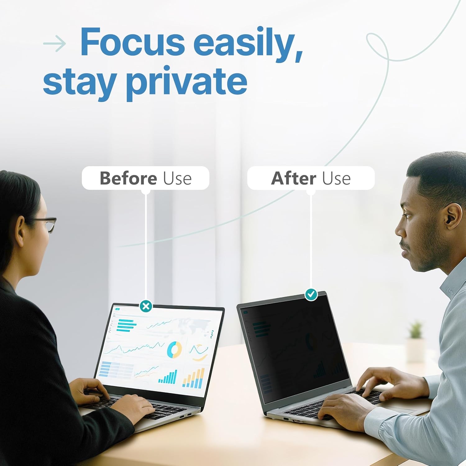 16:9 Privacy Screen Protector for 15.6 Inch Laptop – Anti Glare Blue Light Filte
