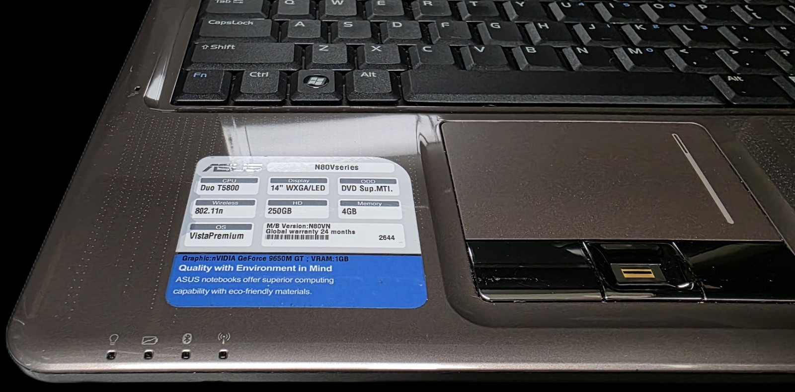 Asus N80V Laptop Windows Vista