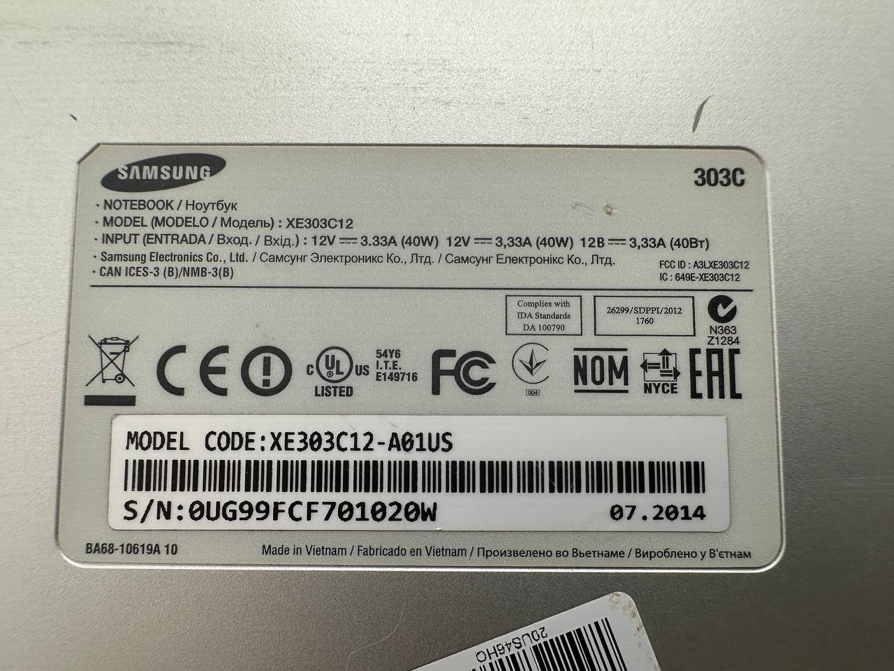 Samsung Chromebook XE303C12 11.6″ Laptop For Parts Repair 035-2