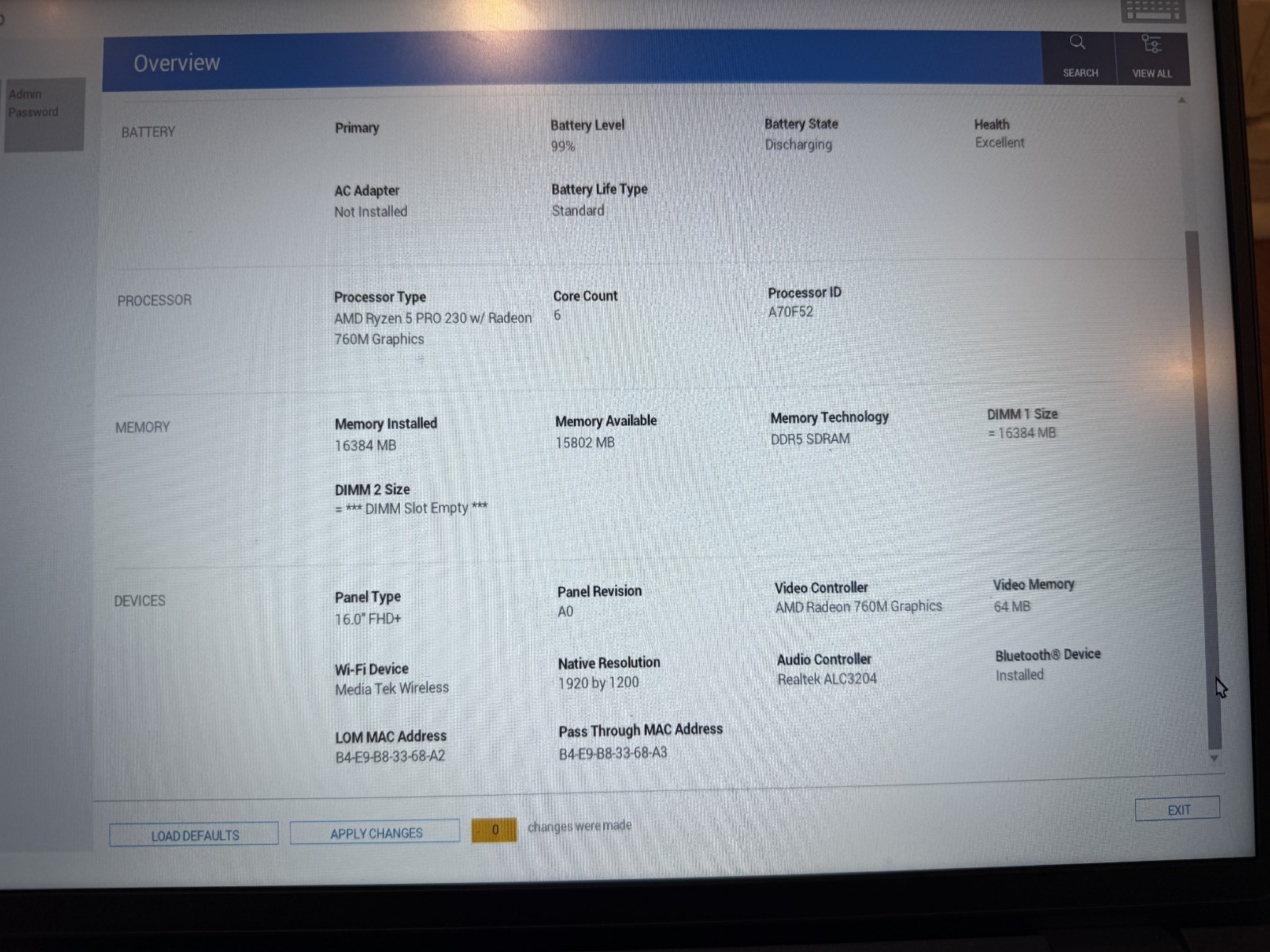Dell Pro 16 PC16255 15.6″ Ryzen 5 Pro 215 3.2GHz 16GB RAM 256GB SSD WARRANTY