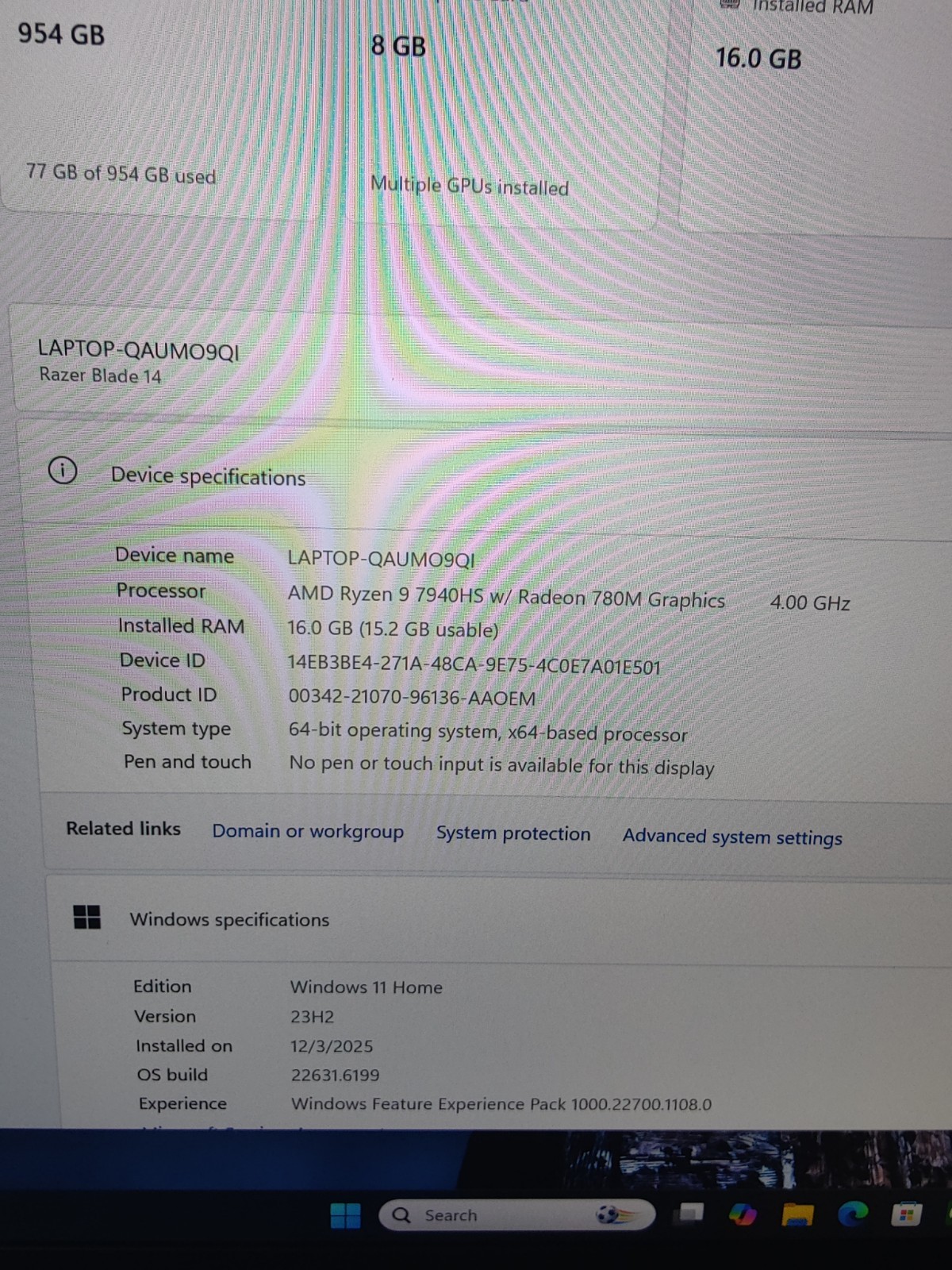 Razer Blade 14 QHD+ 4.0 GHz Ryzen 9 7940HS 16GB 1TB SSD RTX 4070 Excellent