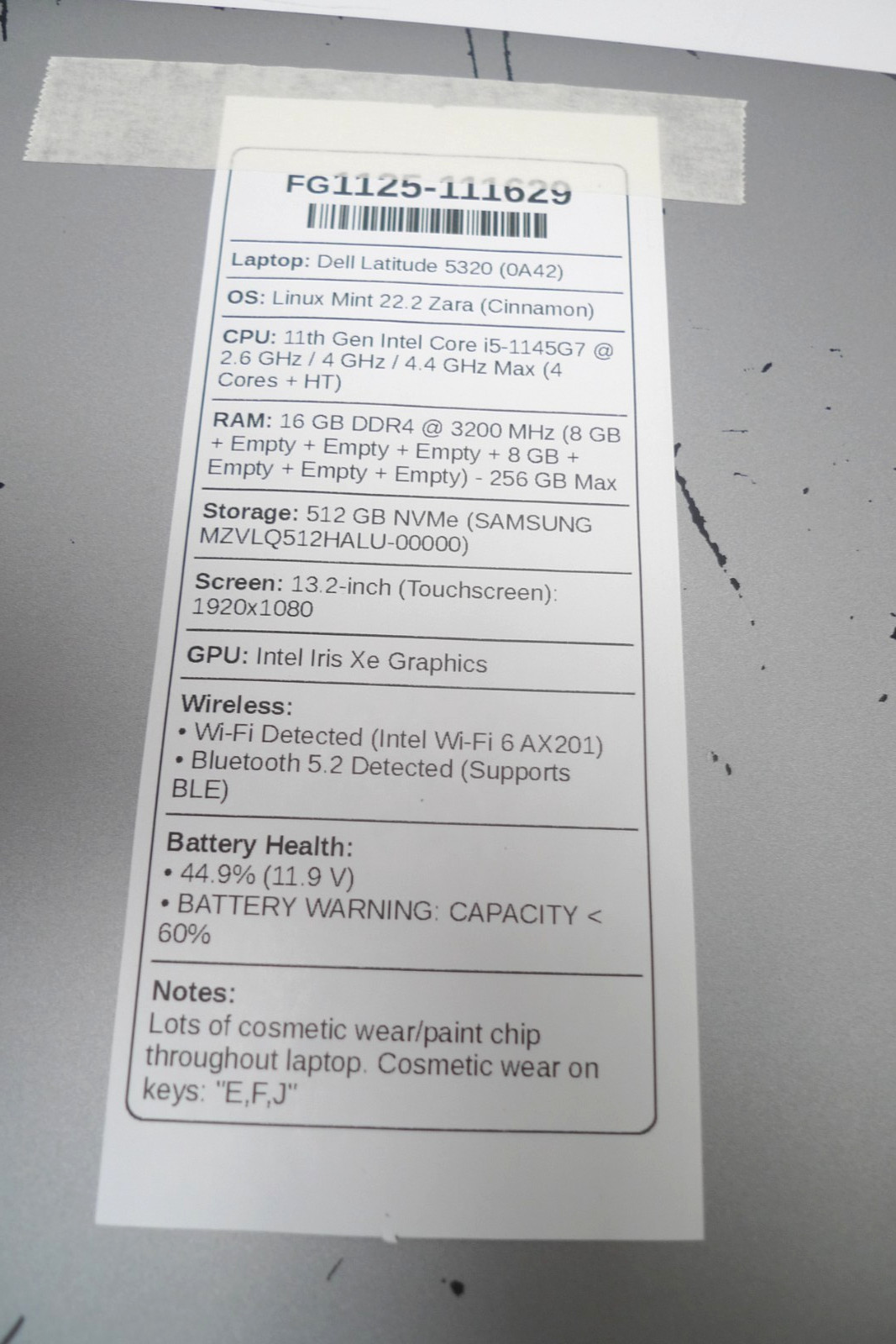 Dell Latitude 5320 | i5-1145G7 | 16GB RAM | 512GB NVMe | Linux | Cosmetic Wear