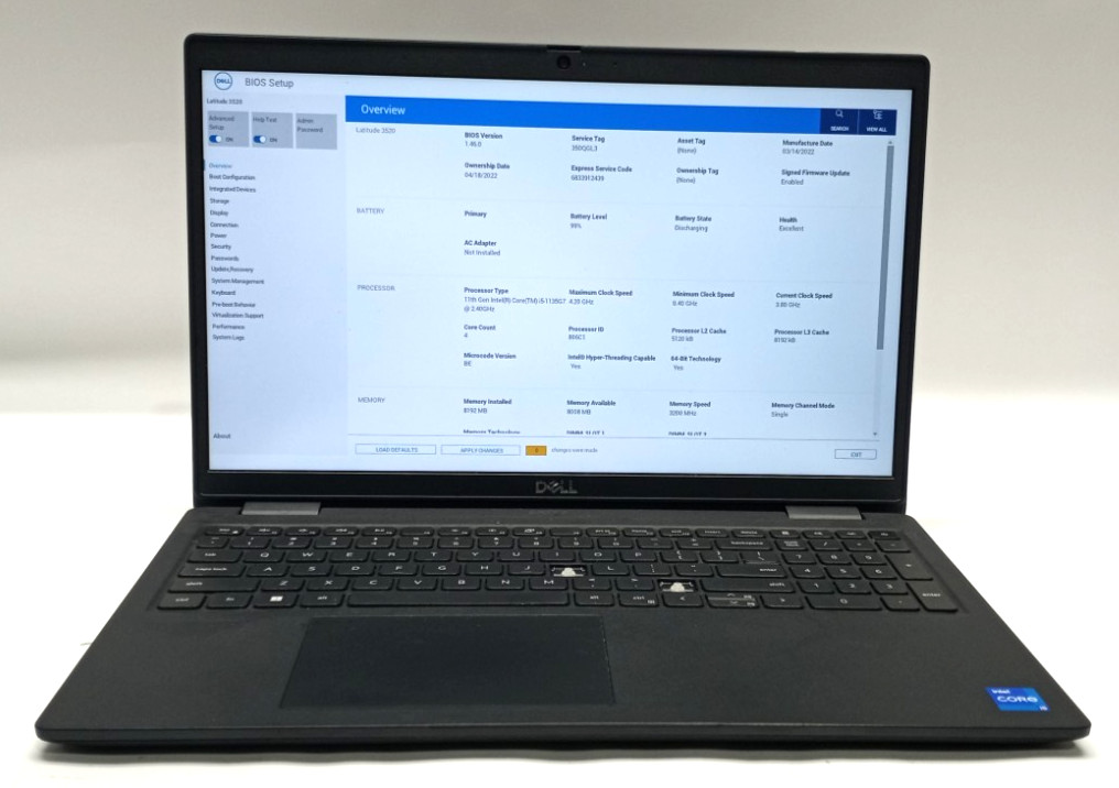 Dell Latitude 3520 i5-1135G7@2.4GHZ 8GB RAM 256GB NVMe Win 11 Pro WH719*!