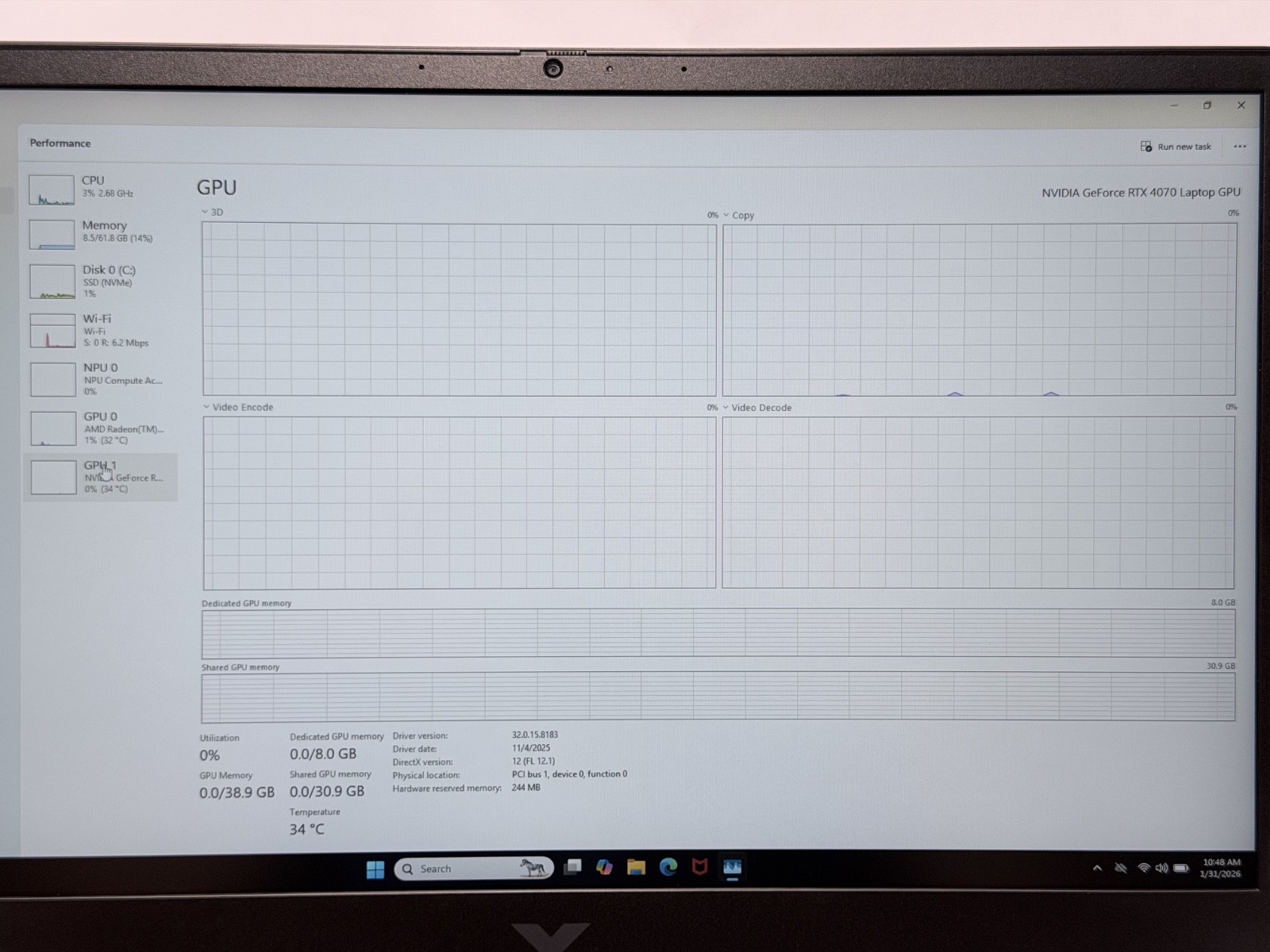 HP Victus 16-s1023dx 16.1″ FHD 144Hz Ryzen 7 8845HS RTX 4070 64GB RAM 4TB SSD