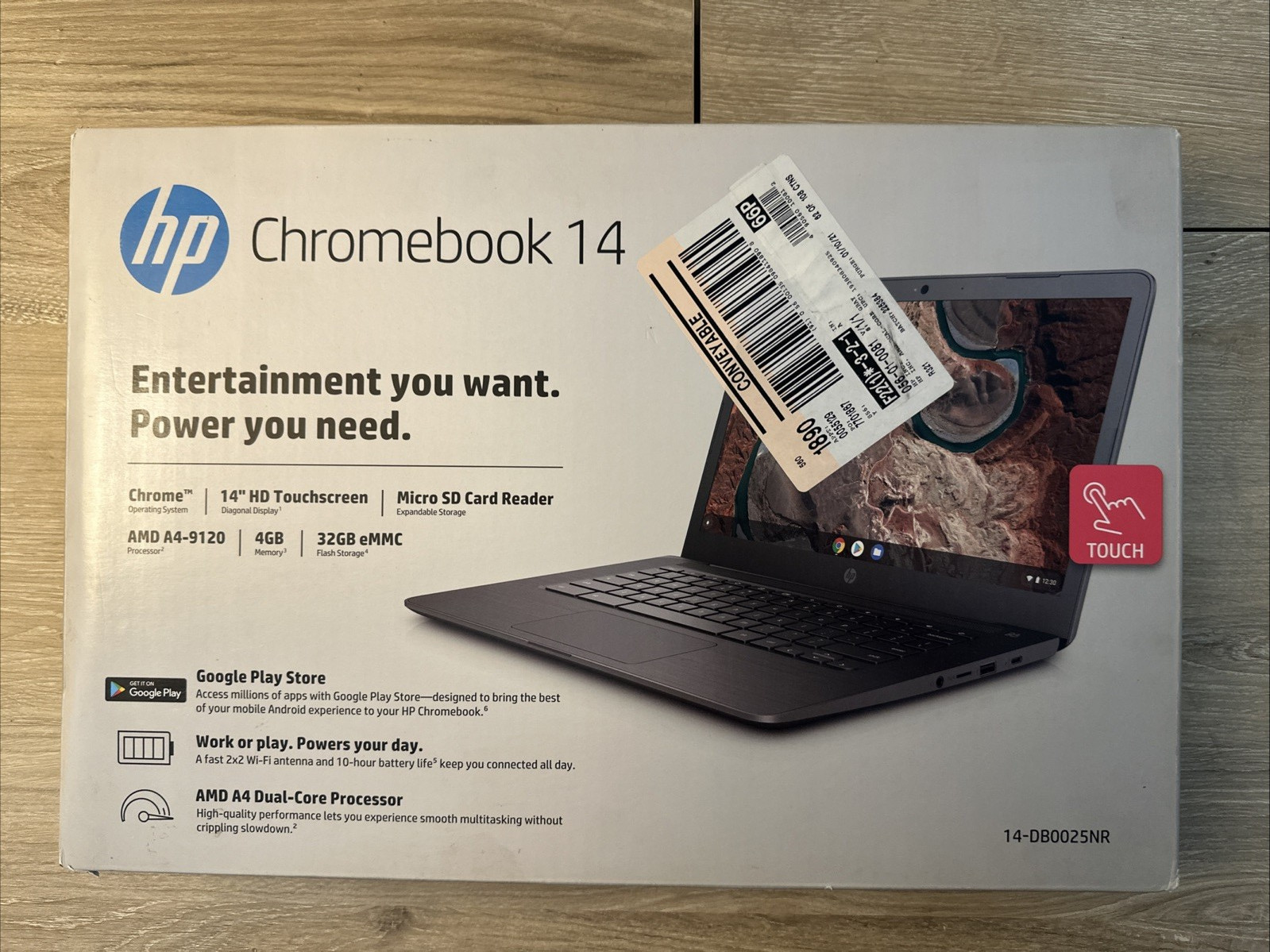 14″ HP Chromebook 14 AMD Dual Core A4-9120 32GB eMMC 4GB RAM Wi-Fi Touch Screen