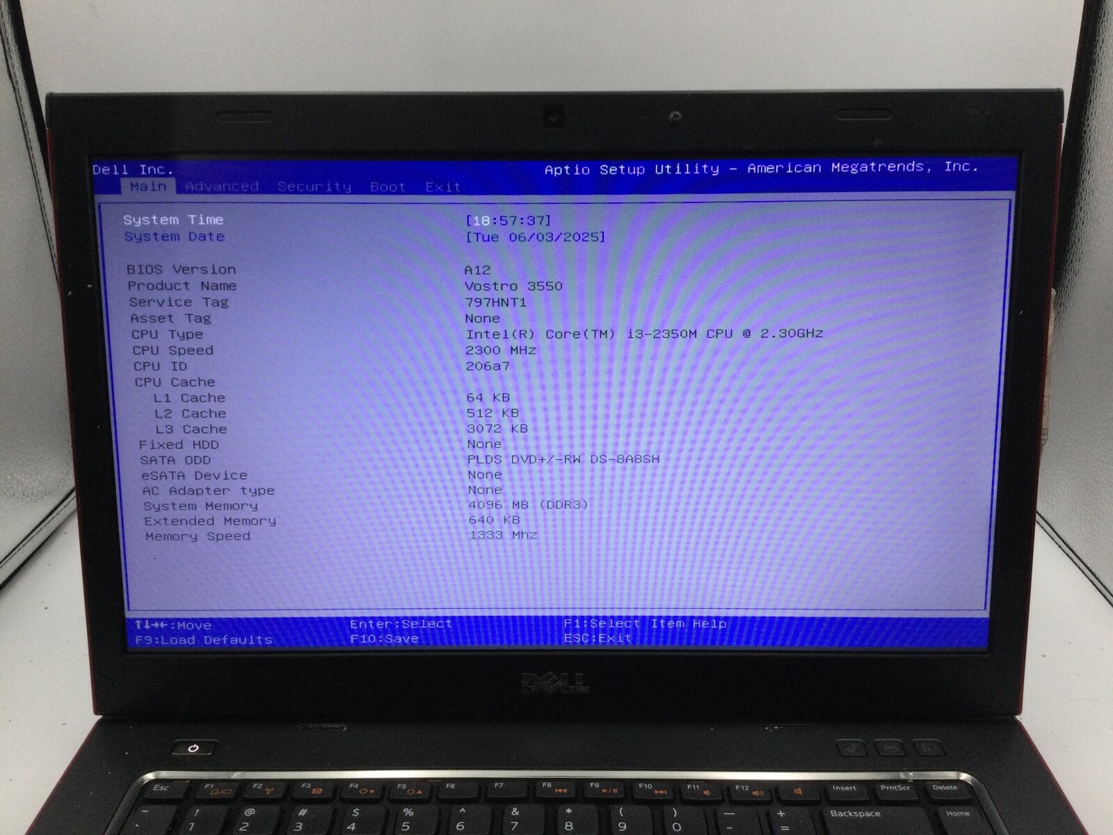 DELL VOSTRO 3550 – BOOTS TO BIOS – INTEL I3 2350M – 4GB RAM – 15″ – READ DESC-BB