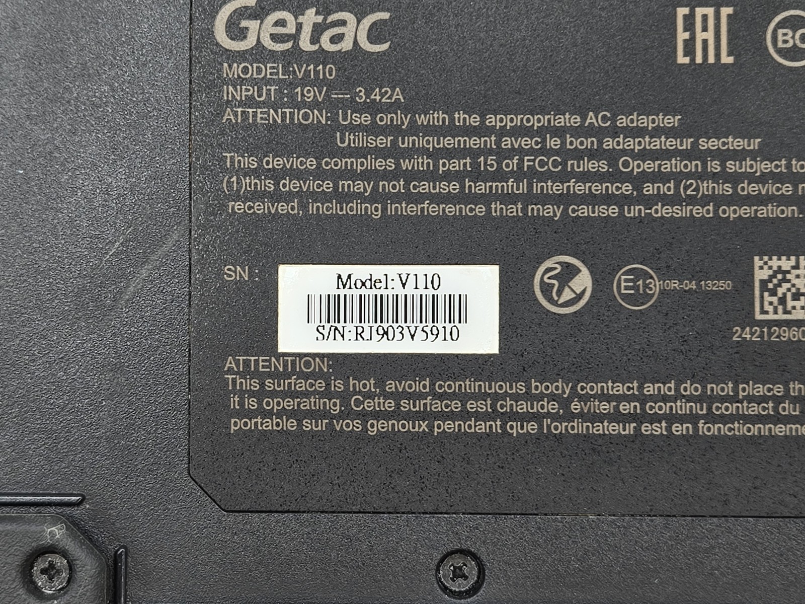 Getac V110G4 2-in-1 11 HD Touch I5-7200U 256GB SSD 8GB W10P Webcam Stylus *READ*