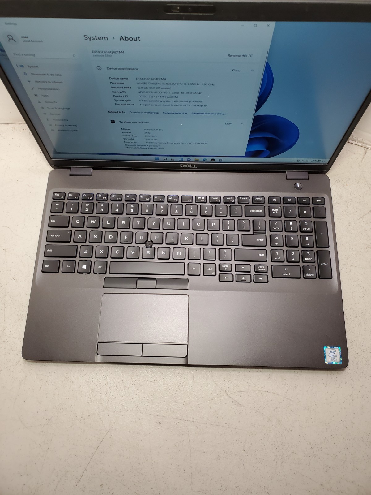 Dell Latitude 5500 Core i5-8365U 1.60GHz 16GB RAM 256GB SSD Win11 #69