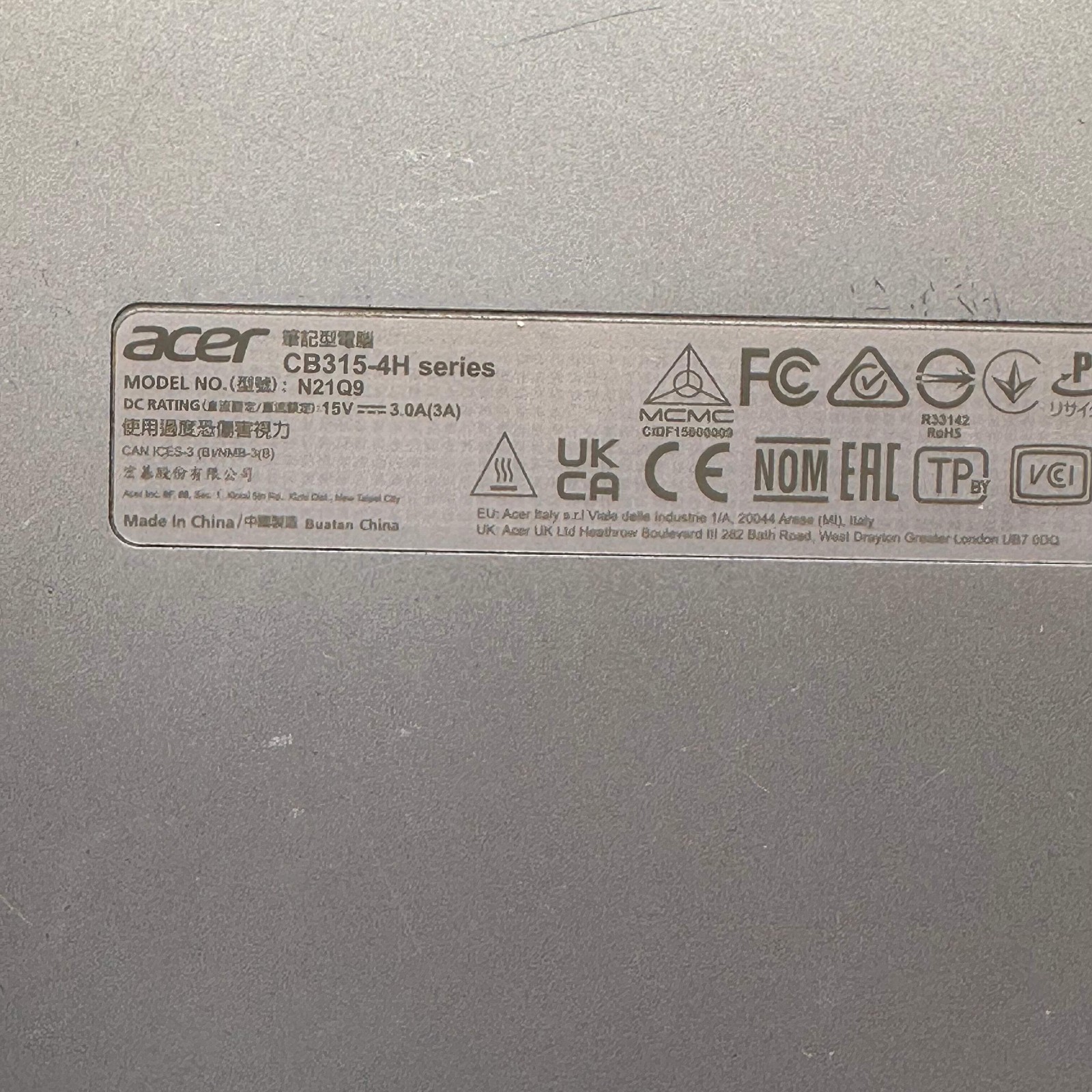 Acer Chromebook 315 CB315-4H Series 15.6-inch Intel Celeron N4500 4GB RAM 32GB