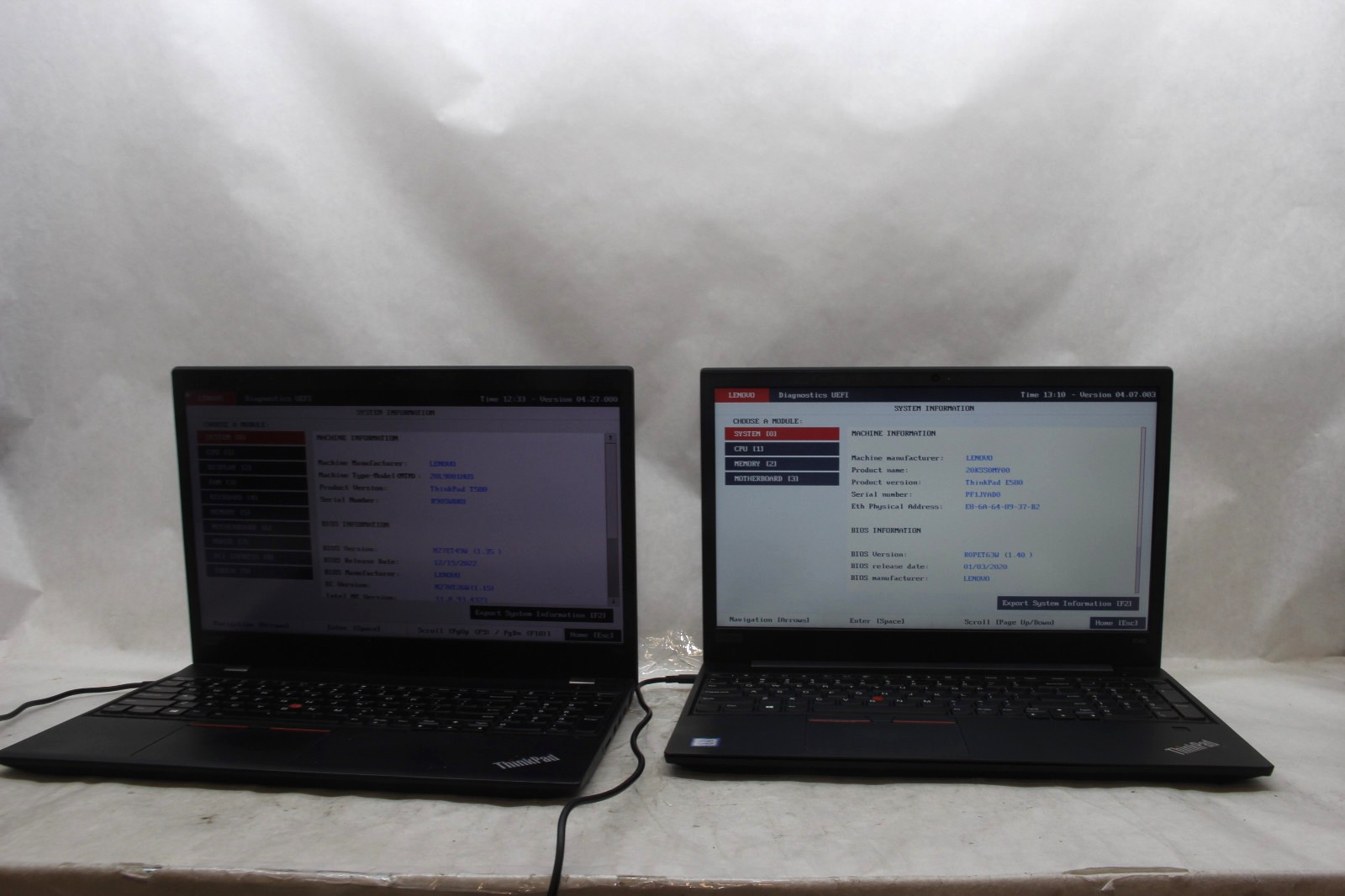 Lot of 1 Lenovo TP T580 & 1 E580 15.6″ Laptops i5 & i7 No RAM NO SSDS AS-IS