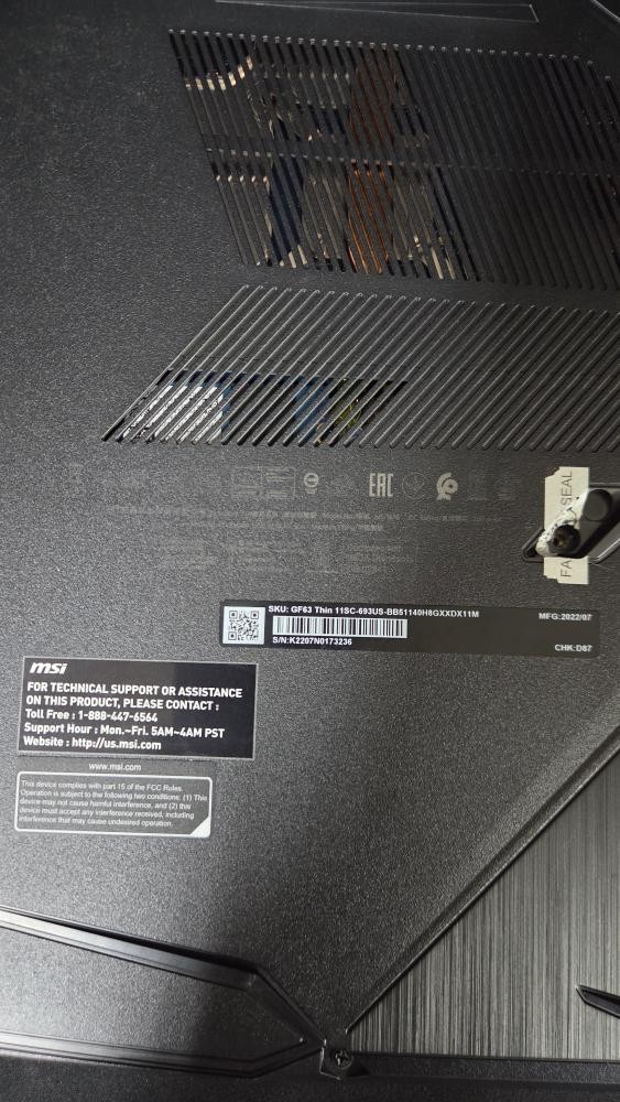 MSI COMPUTER GF63 16GB RAM 1TB+ SSD GTX1650 (C57005232)