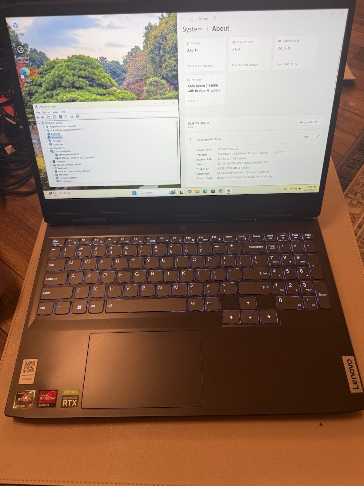 Lenovo IdeaPad Gaming 3 15ARH7 15.6″ 4TB SSD, Ryzen 7 6800H 32gb DDR5 RTX 3050