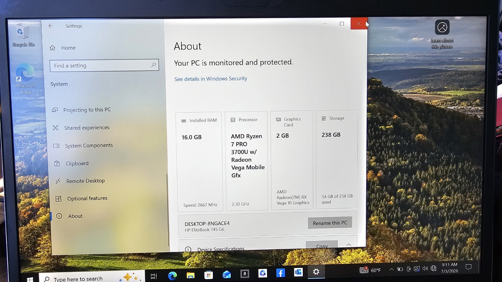 HP EliteBook 745 G6 14in FHD Ryzen 7 PRO 3700U 16GB 238GB SSD Win10