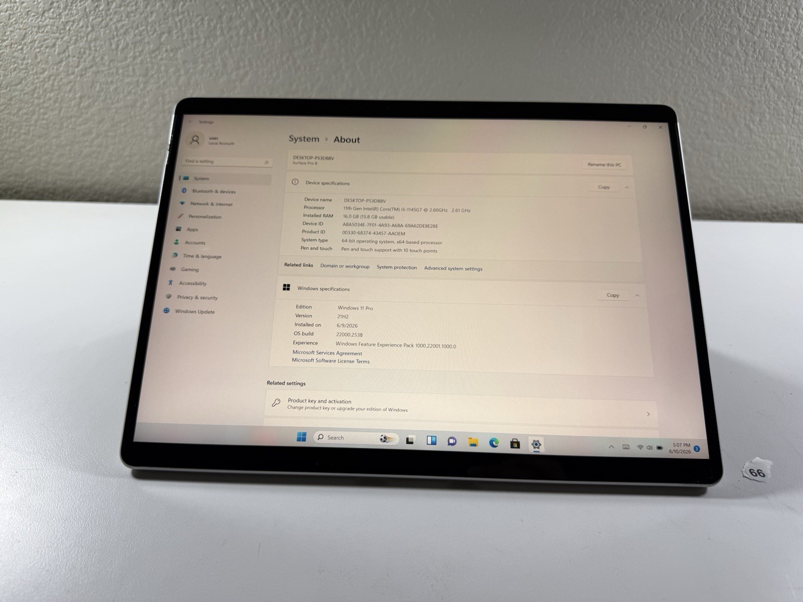 Microsoft Surface Pro 8 (1982) i5-1145G7 – 16GB RAM – 256GB 120Hz – Win 11 Pro
