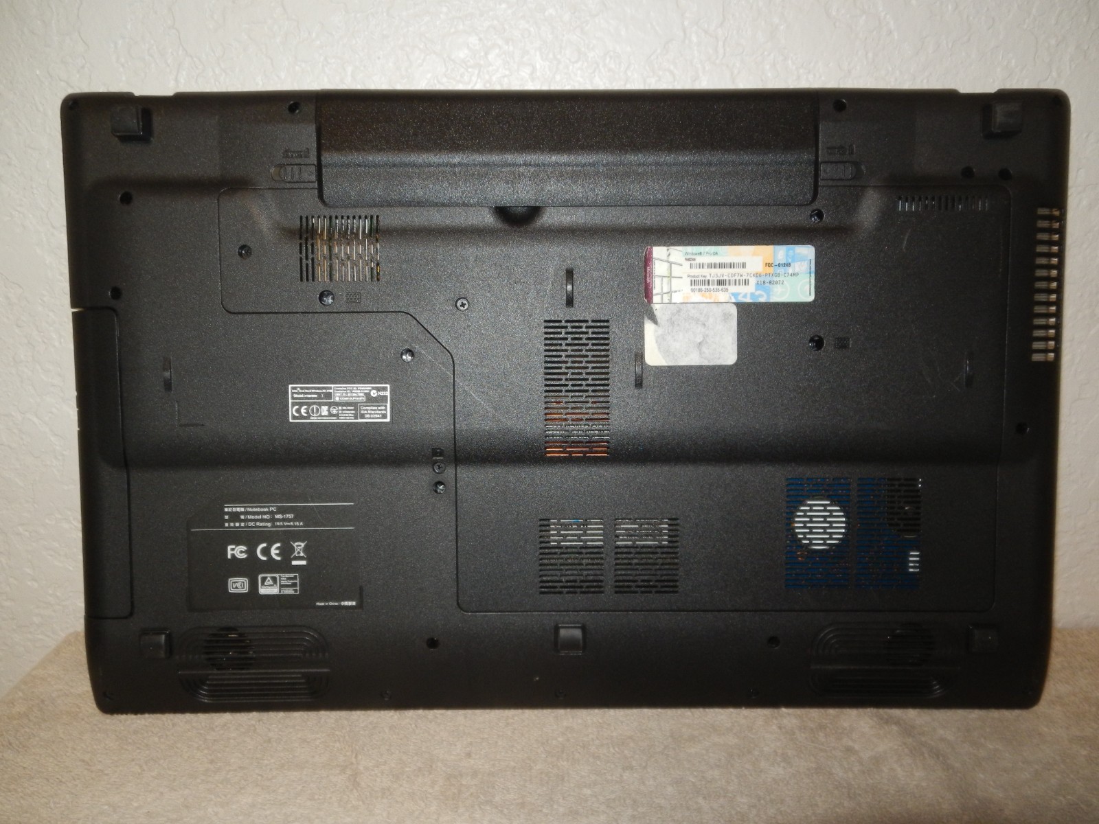 17″ MSI Nobilis Orange MS1757 Laptop i3 @ 2.5 Intel 8GB RAM 500GB HDD Win 7 Pro