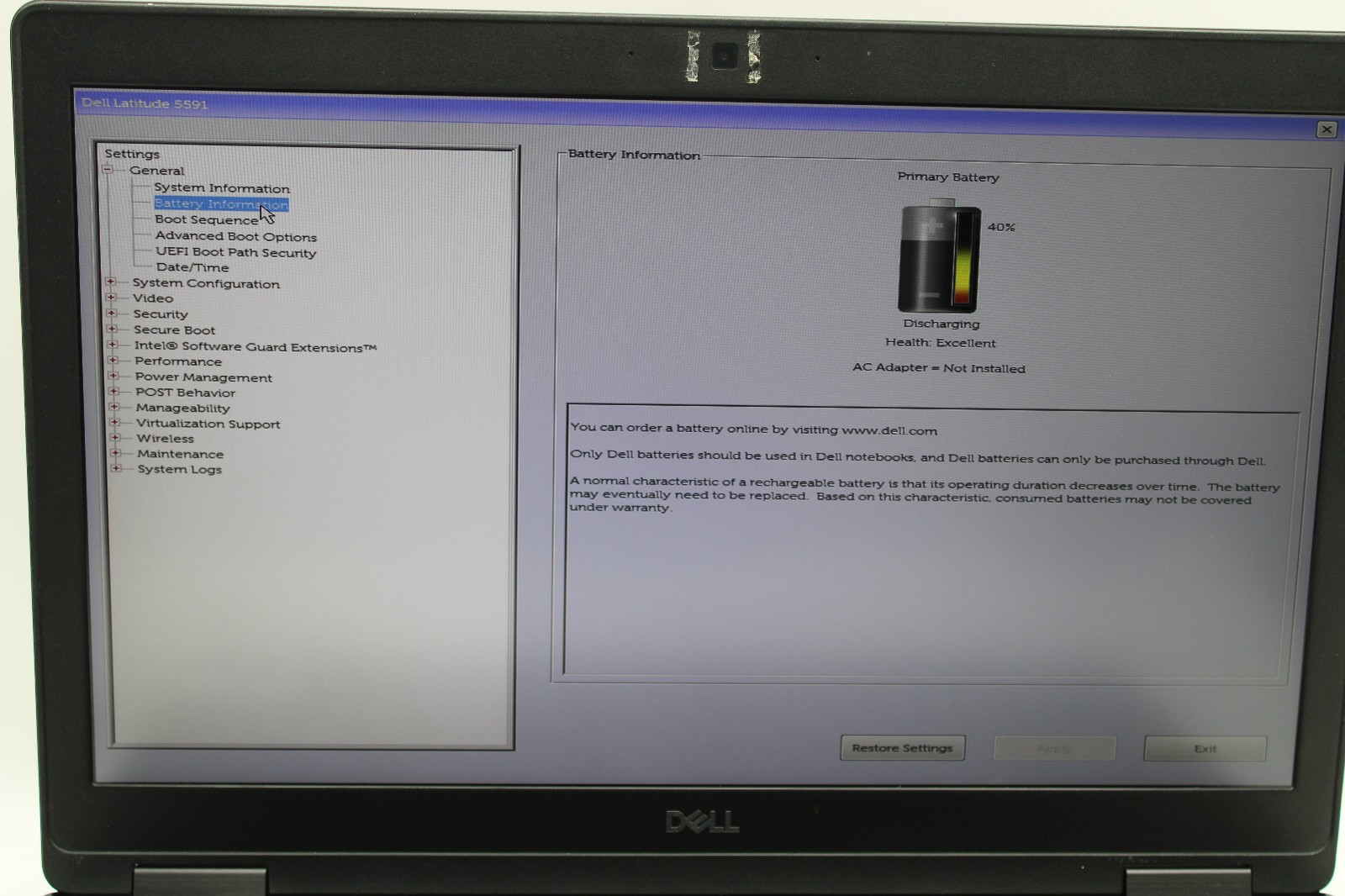 Dell Latitude 5591 i7-8850H @ 2.6 GHz 8GB RAM 512GB SSD Windows 11 Home