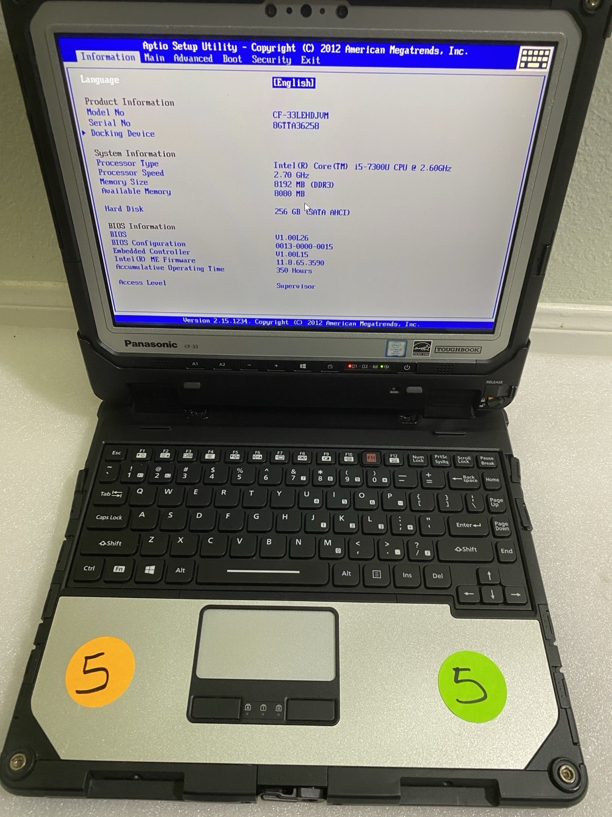 Panasonic Toughbook CF-33 i5-7300U 8GB RAM 256GB SSD 4G LTE Low 350 Hrs _#5