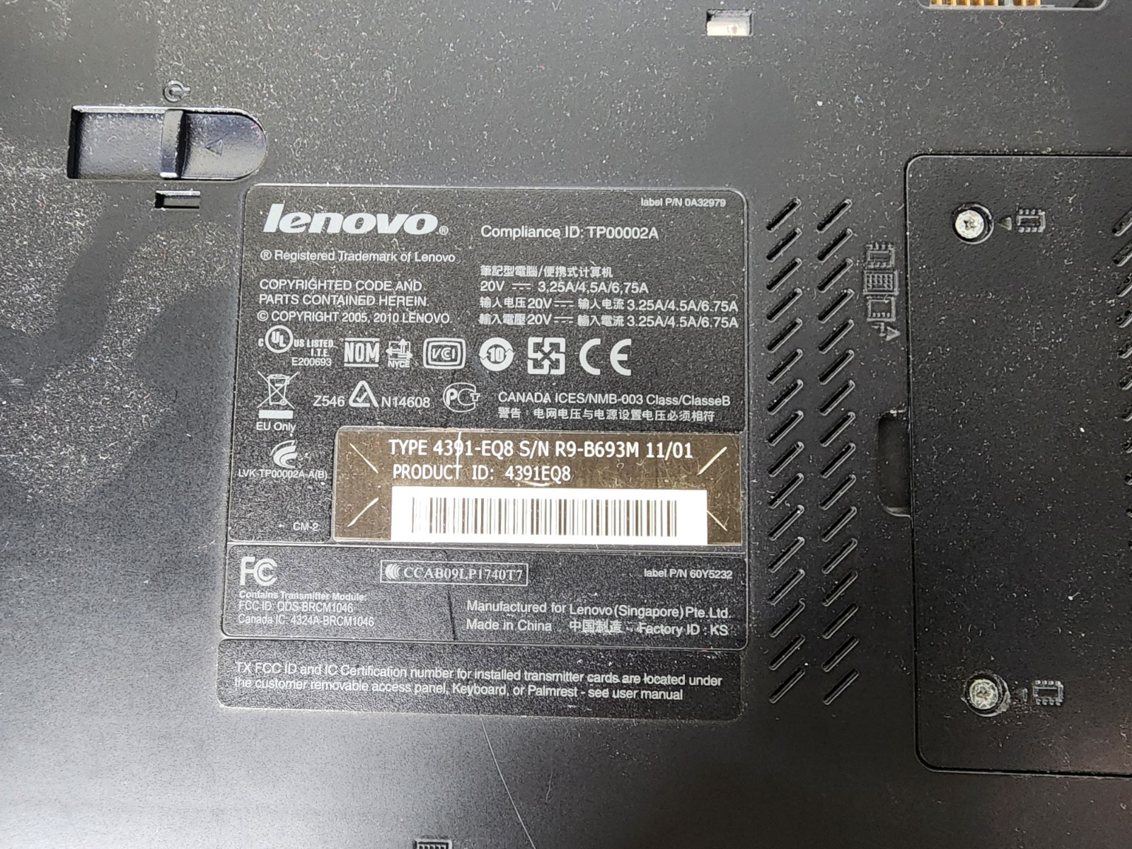 Lenovo Thinkpad W510 i7-q820@1.73ghz 16GB RAM, No Hdd