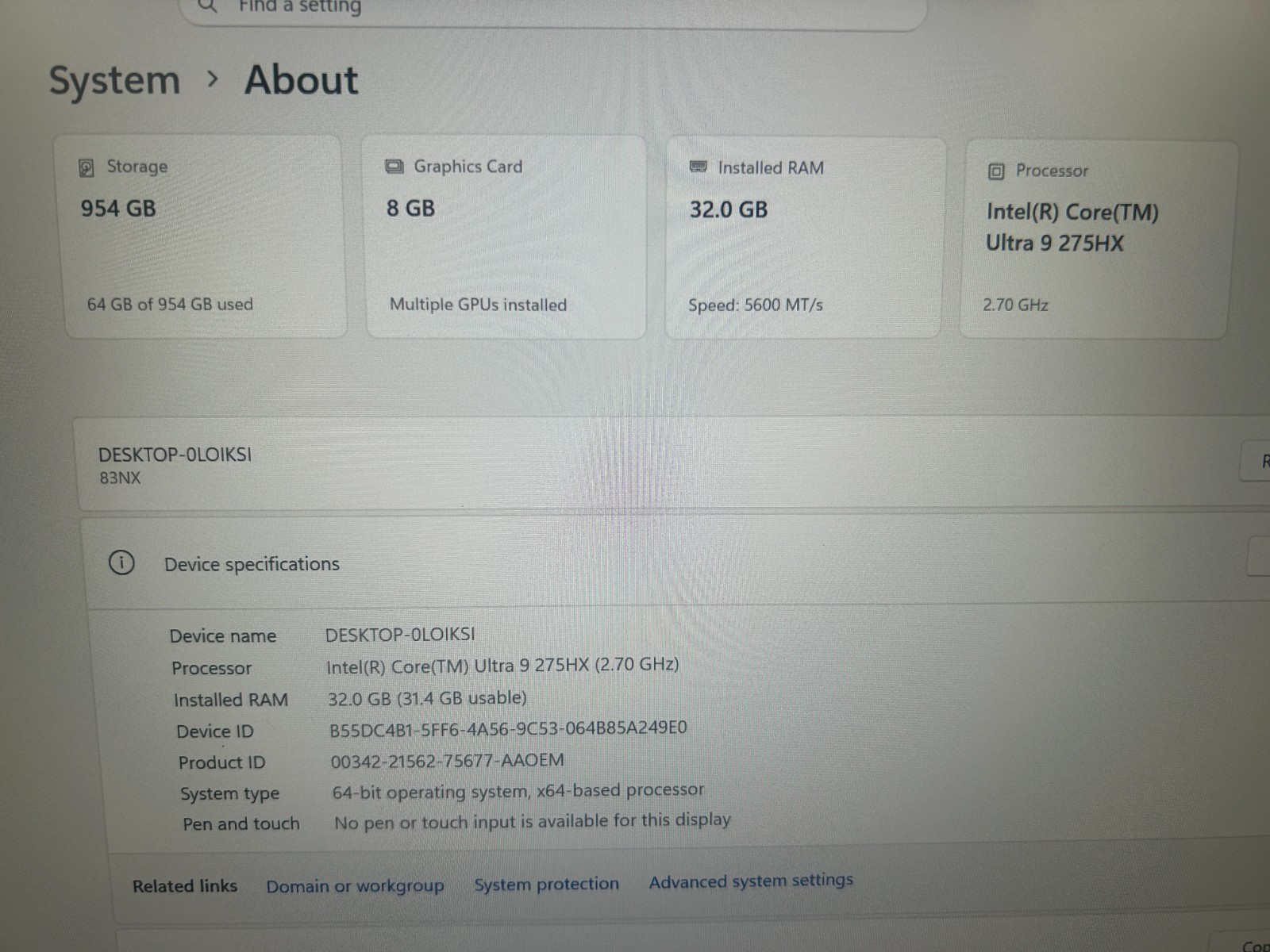 Lenovo Legion 5 16IAX10, Intel Core Ultra 9 275HX, 2.70 GHz 32 GB RAM, 1 TB NVMe
