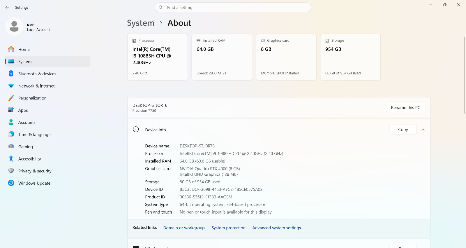 Dell Precision 7750 17″ NVIDIA RTX 4000 8GB 2.4GHz Intel Core i9-10885 64GB 1TB