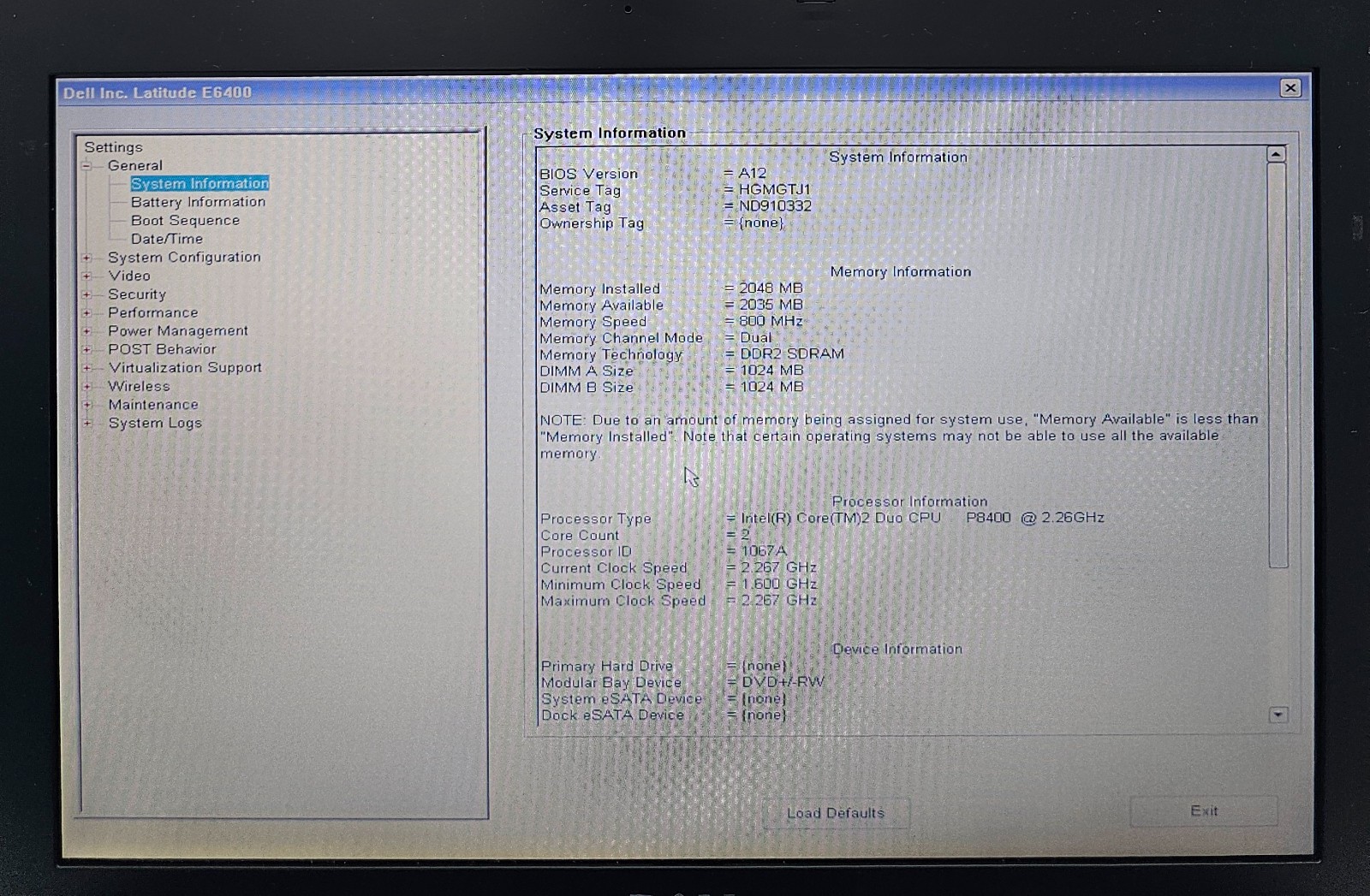Dell Latitude E6400 14″ Laptop Intel Core 2 Duo P8400 2GB RAM NO HD/OS (FL)