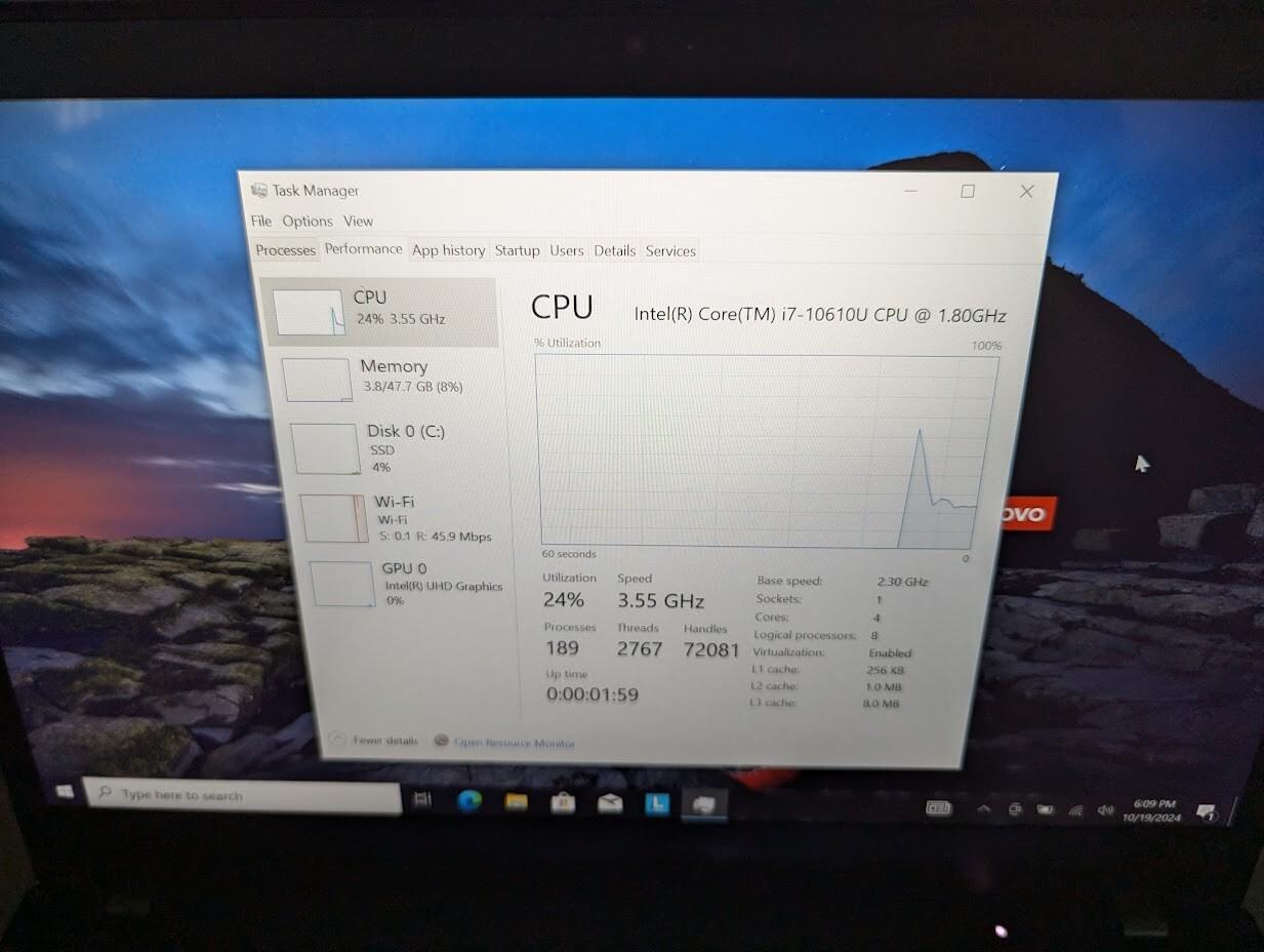 Lenovo T14 G1 i7-10610U 48GB RAM/500 GB SSD – Win 10 Pro TOUCHSCREEN