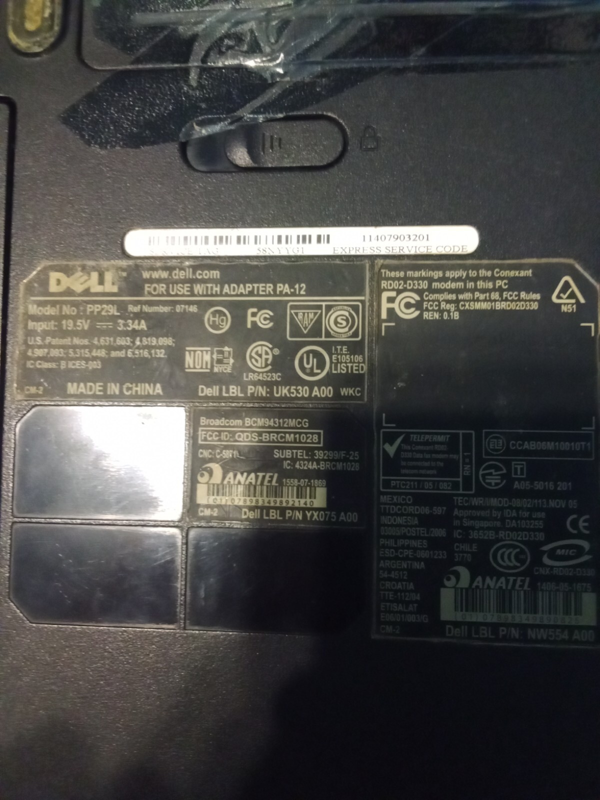 Dell Inspiron 1526 Notebook Model PP29L FOR PARTS no charge cord