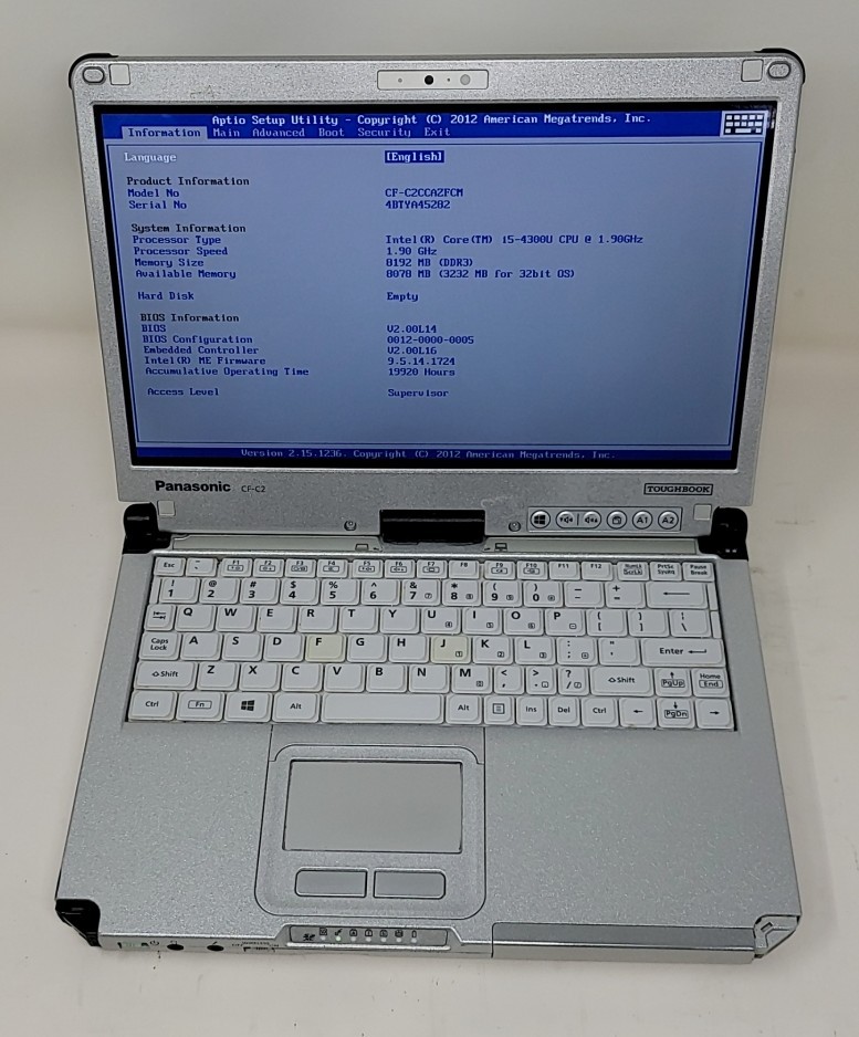 PANASONIC CF-C2CCAZFCM Laptop Intel I5-4300U 8GB SEE NOTES