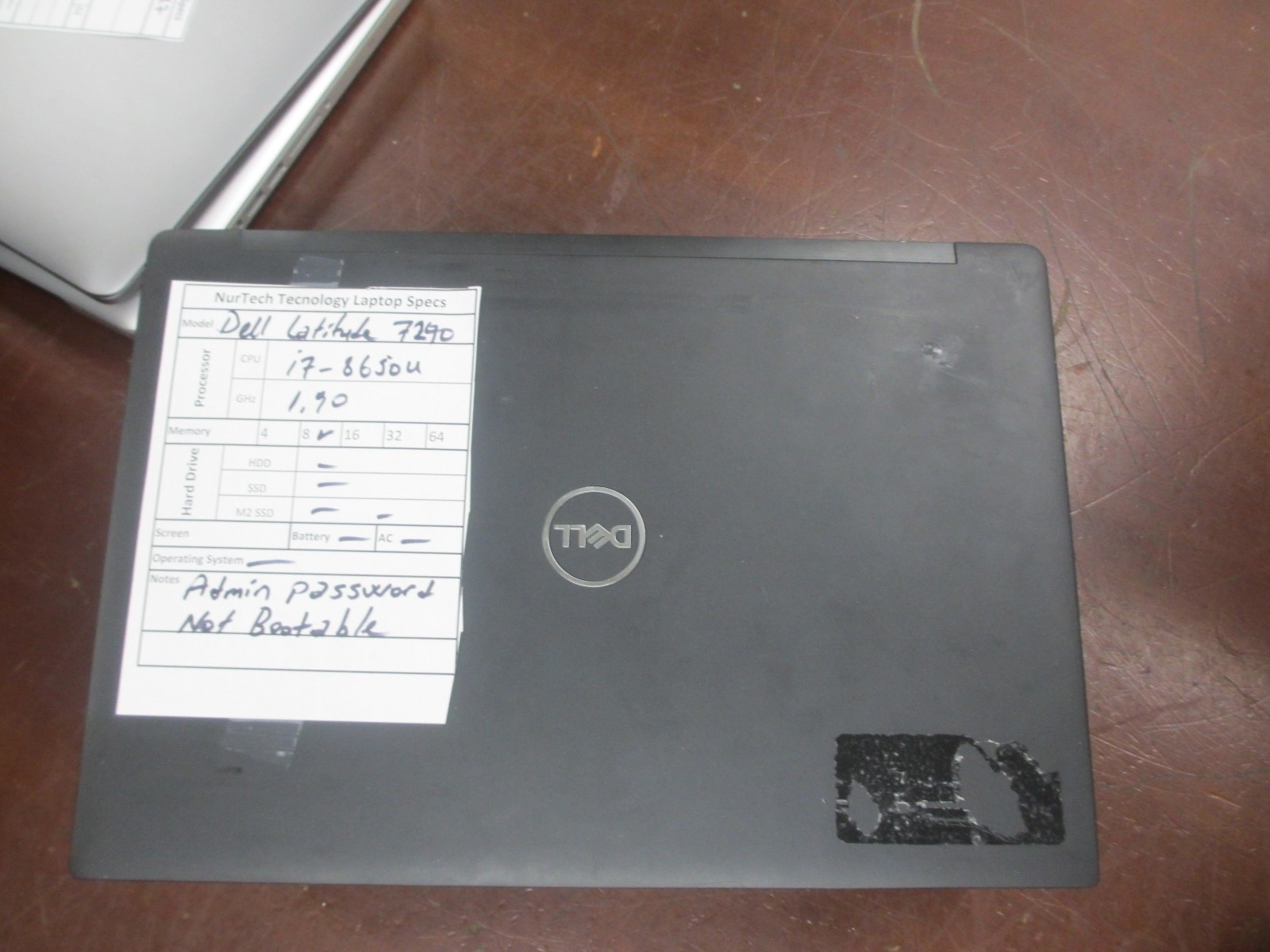 Lot 5 Dell Latitude 7290 i7-8650U 1.90GHz 8GB Laptop +ADMIN NO HD/OS/AC/BATTERY