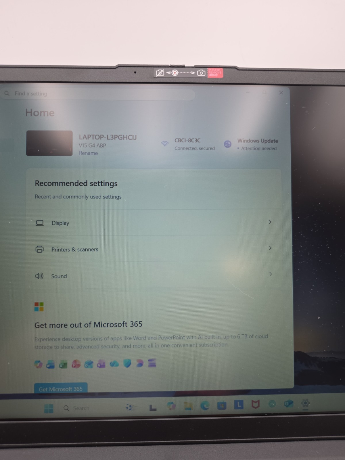 Lenovo V15 G4 ABP, Ryzen 3 7330U, 256GB, Black, No Charger