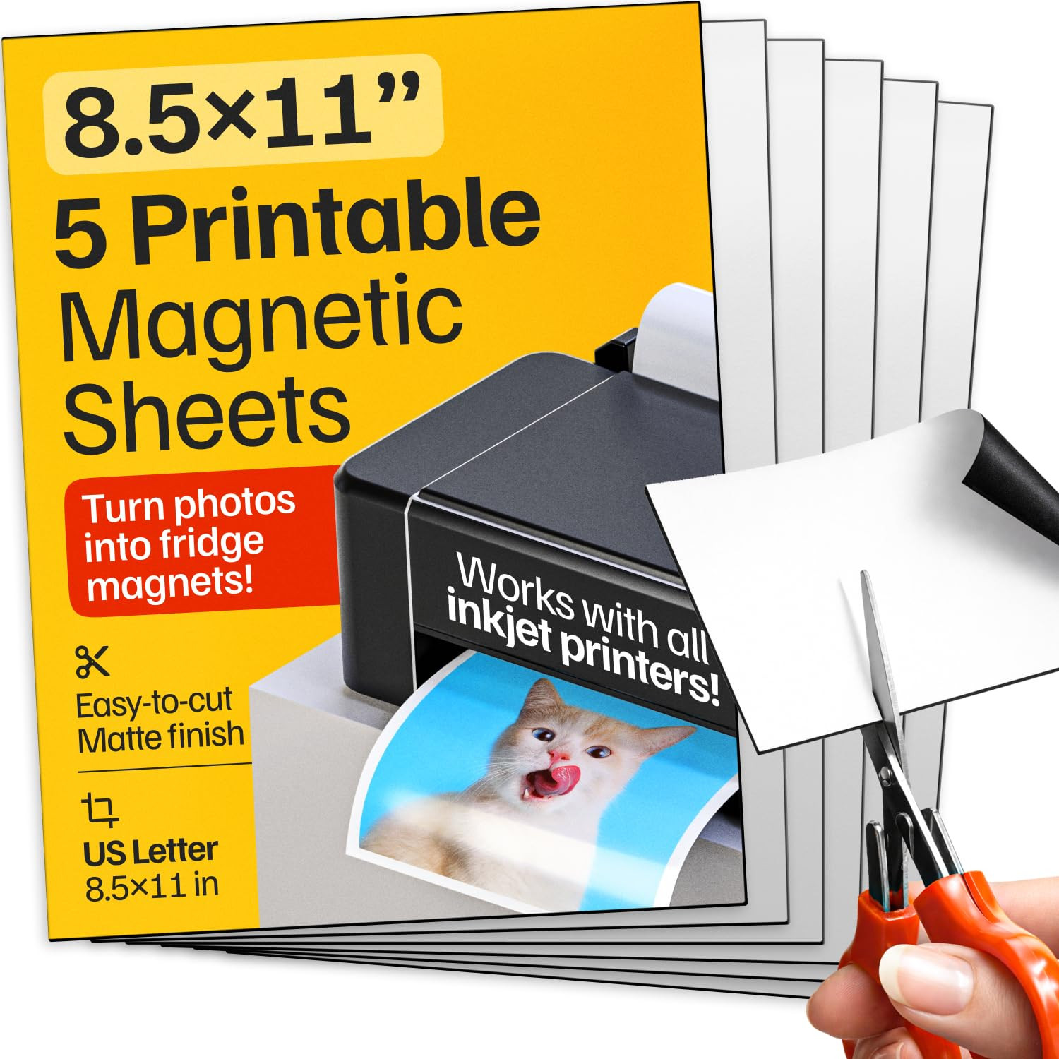 Printable Magnetic Sheets 5 Pcs Glossy (8.5″X11″/22X28Cm) – Inkjet-Optimized Fle