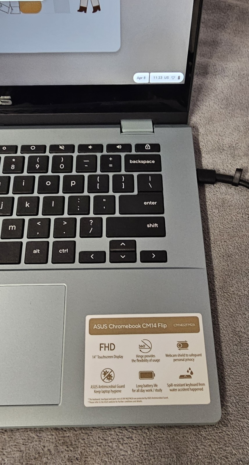 💻Asus Chromebook CM1402FM2A-WS44FT 14″ MT Kompanio 520 4GB 64GB eMMC Read Desc.