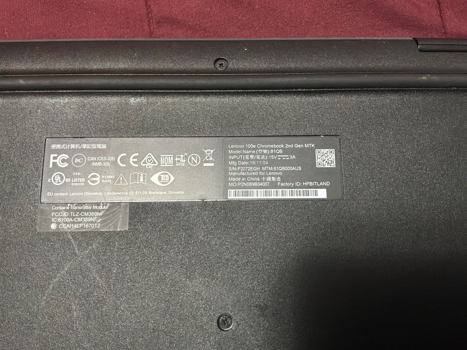 Lenovo 100E 2nd Gen MTK Chromebook