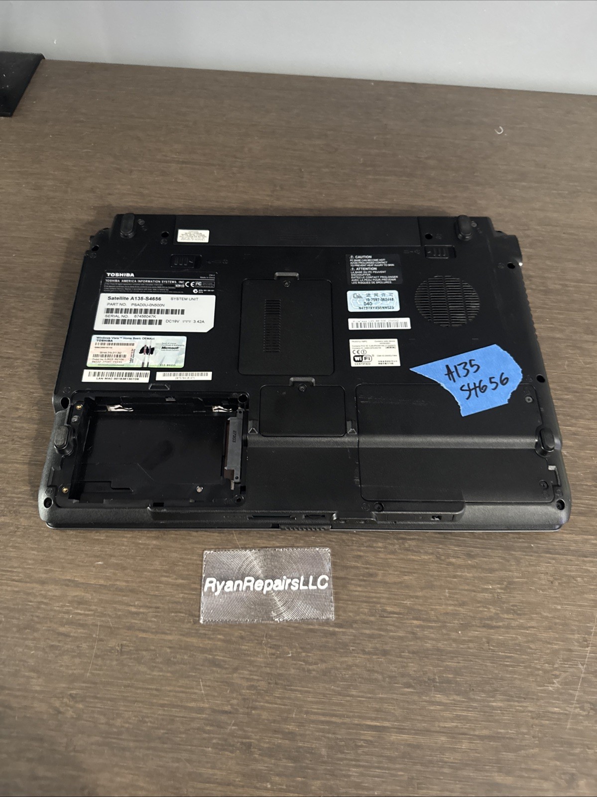 TOSHIBA SATELLITE A135-S4656 Computer No HDD BROKEN SCREEN 512MB RAM