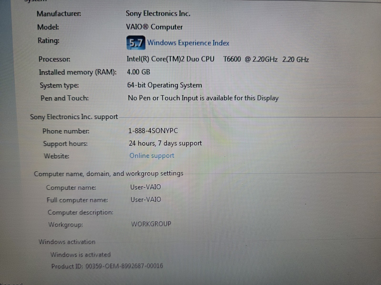 Sony VAIO VGN-FW510F 16.4″ Display Intel Core 2 Duo Radeon 4650 Gpu Factory