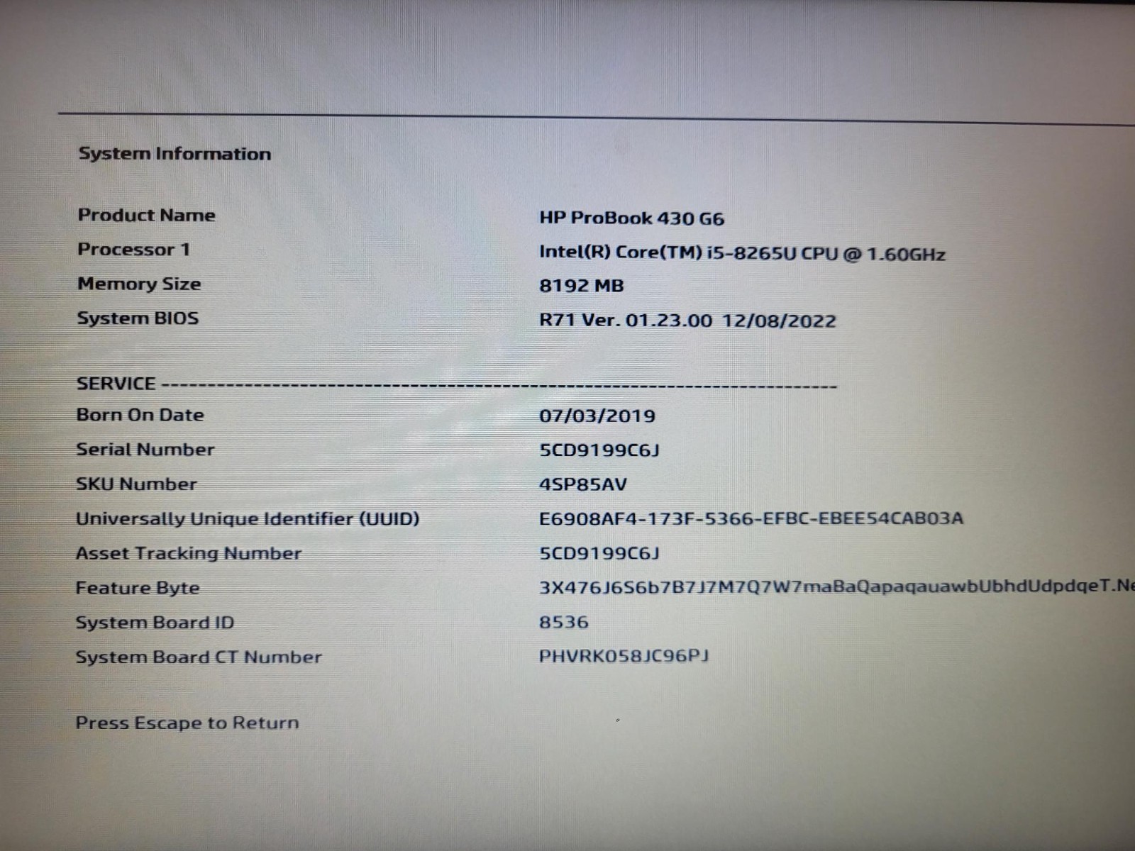 HP ProBook 430 G6 13″ i5-8265U 1.6GHz 8GB RAM 256GB SSD – No OS