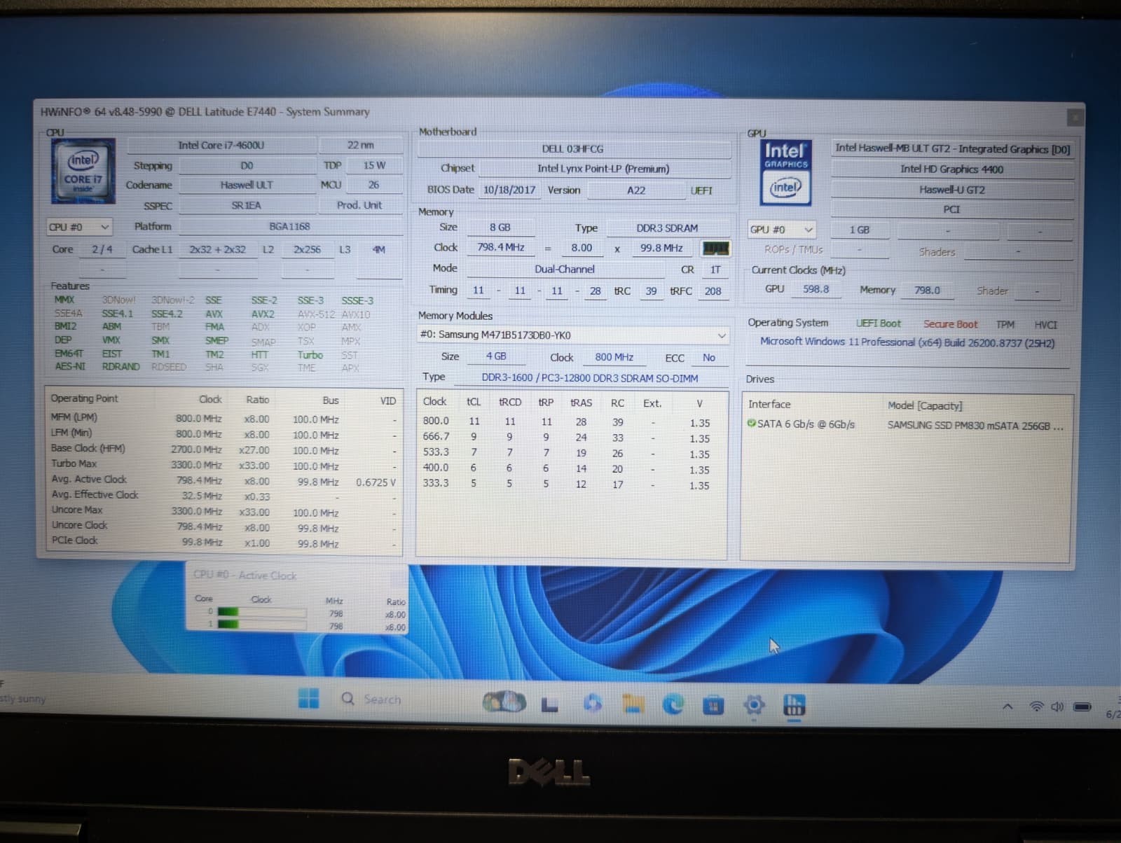Dell Latitude E7440 | i7 4th Gen 8GB RAM 256GB SSD | Win 11 Pro Excellent Batt