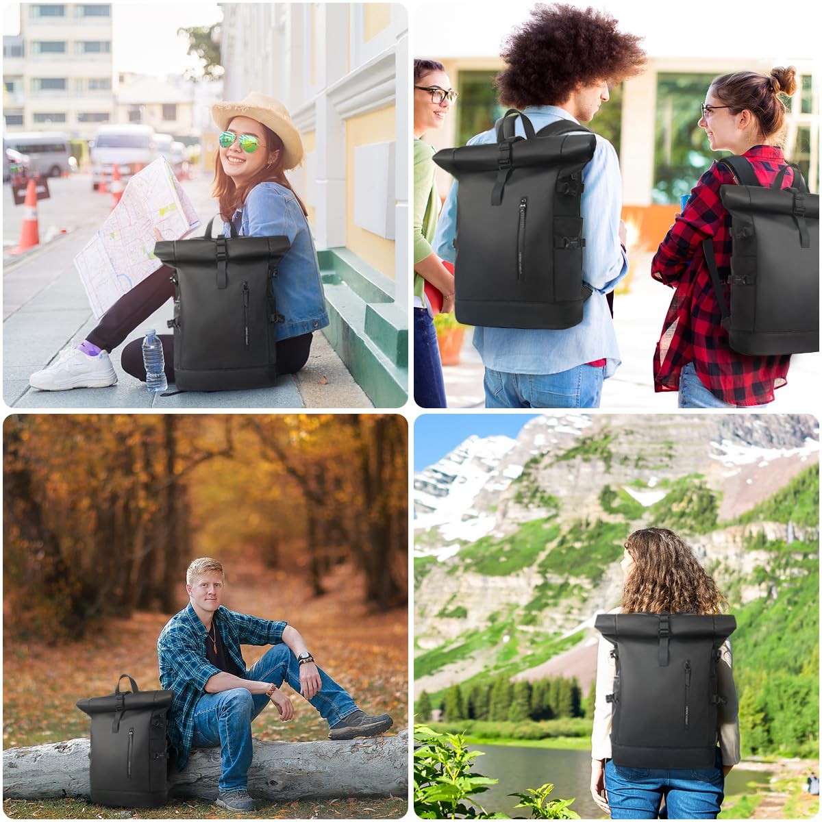HEROIC KNIGHT Rolltop 15.6″ Waterproof Laptop Backpack with USB Charge Port